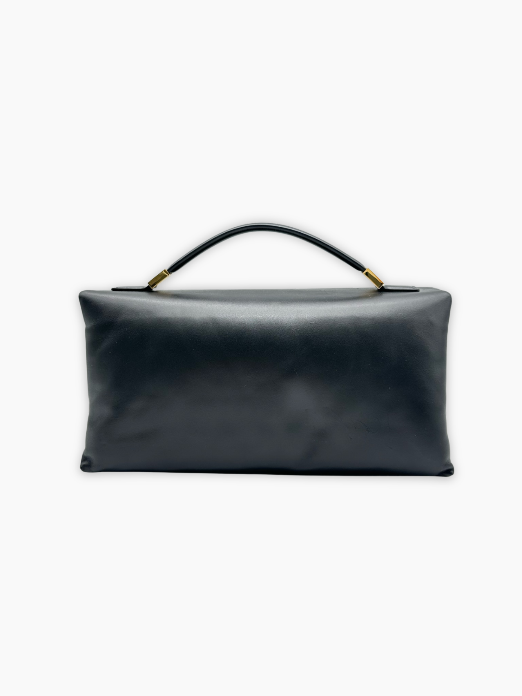 Borsa Marni in pelle nera trapuntata con manico e tracolla vista laterale