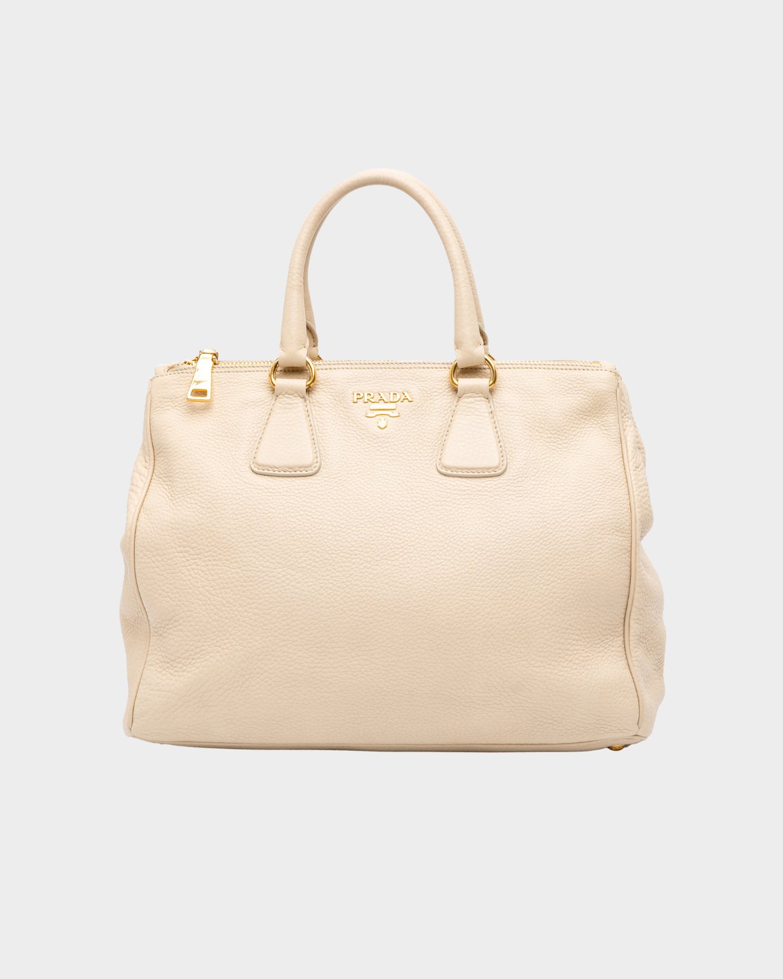 Borsa In Pelle Martellata Beige Con Manici