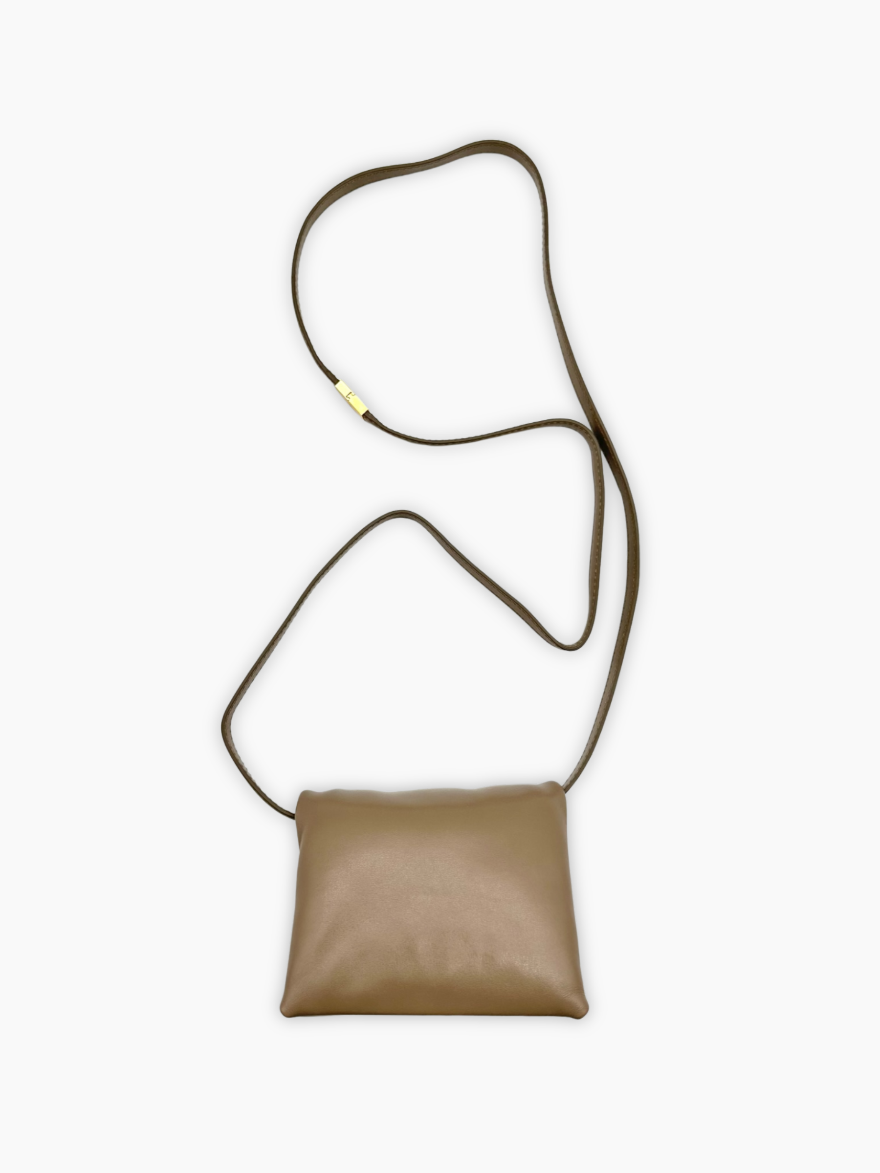 Borsa Prisma Mini Marni in pelle tortora vista frontale