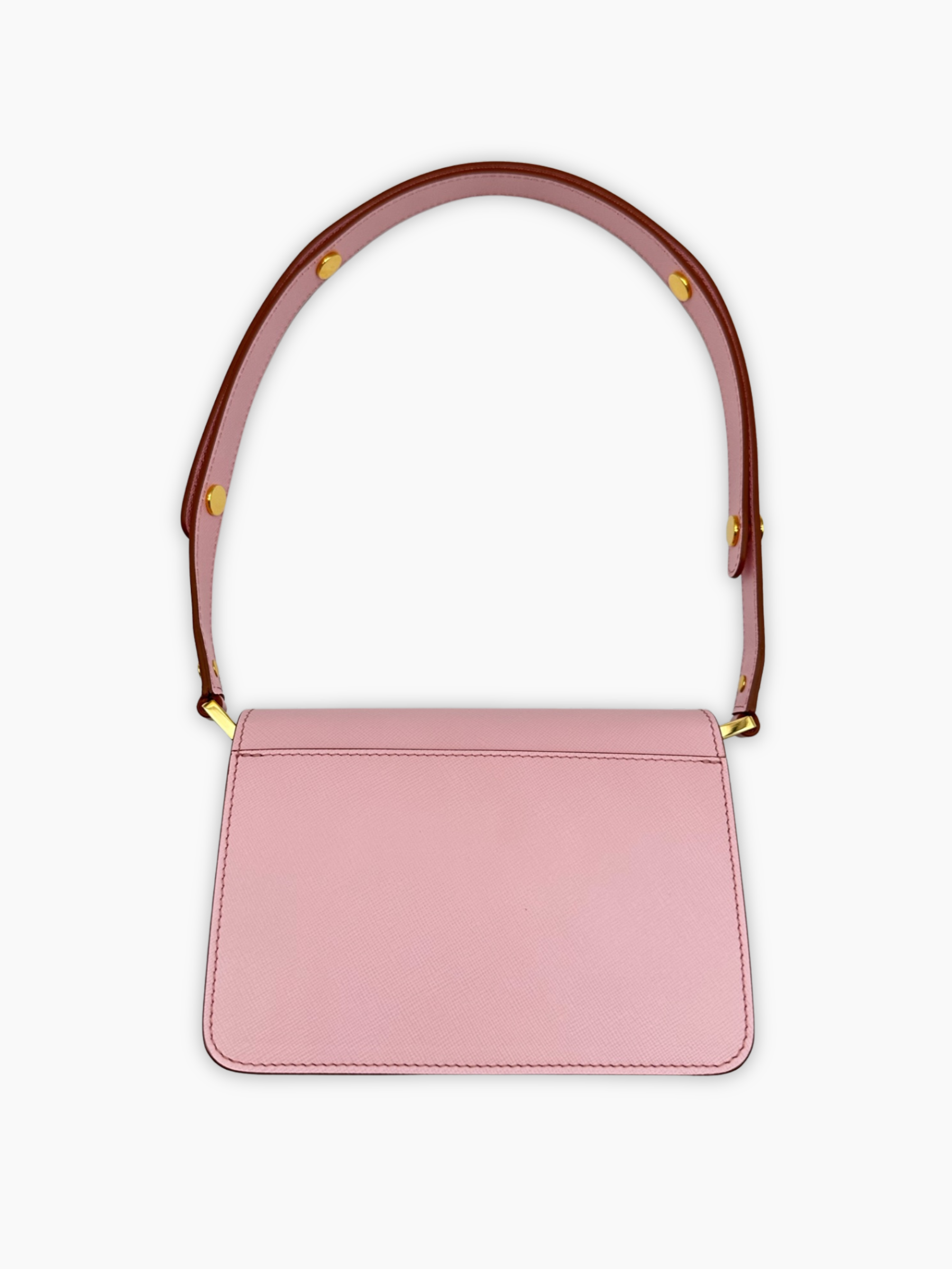 Borsa Trunk in pelle Saffiano rosa vista laterale