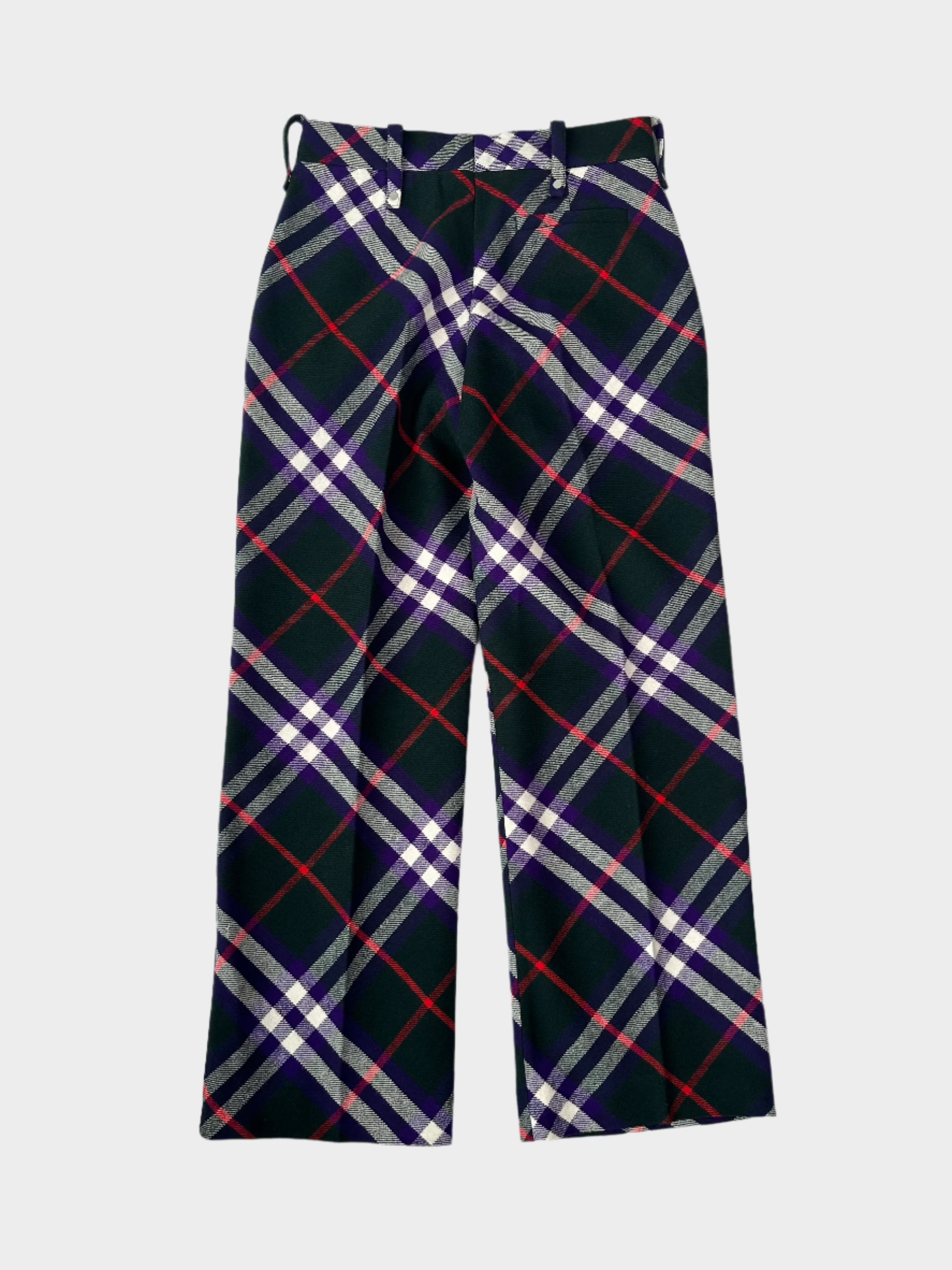 Vista posteriore dei pantaloni Burberry a quadri in lana