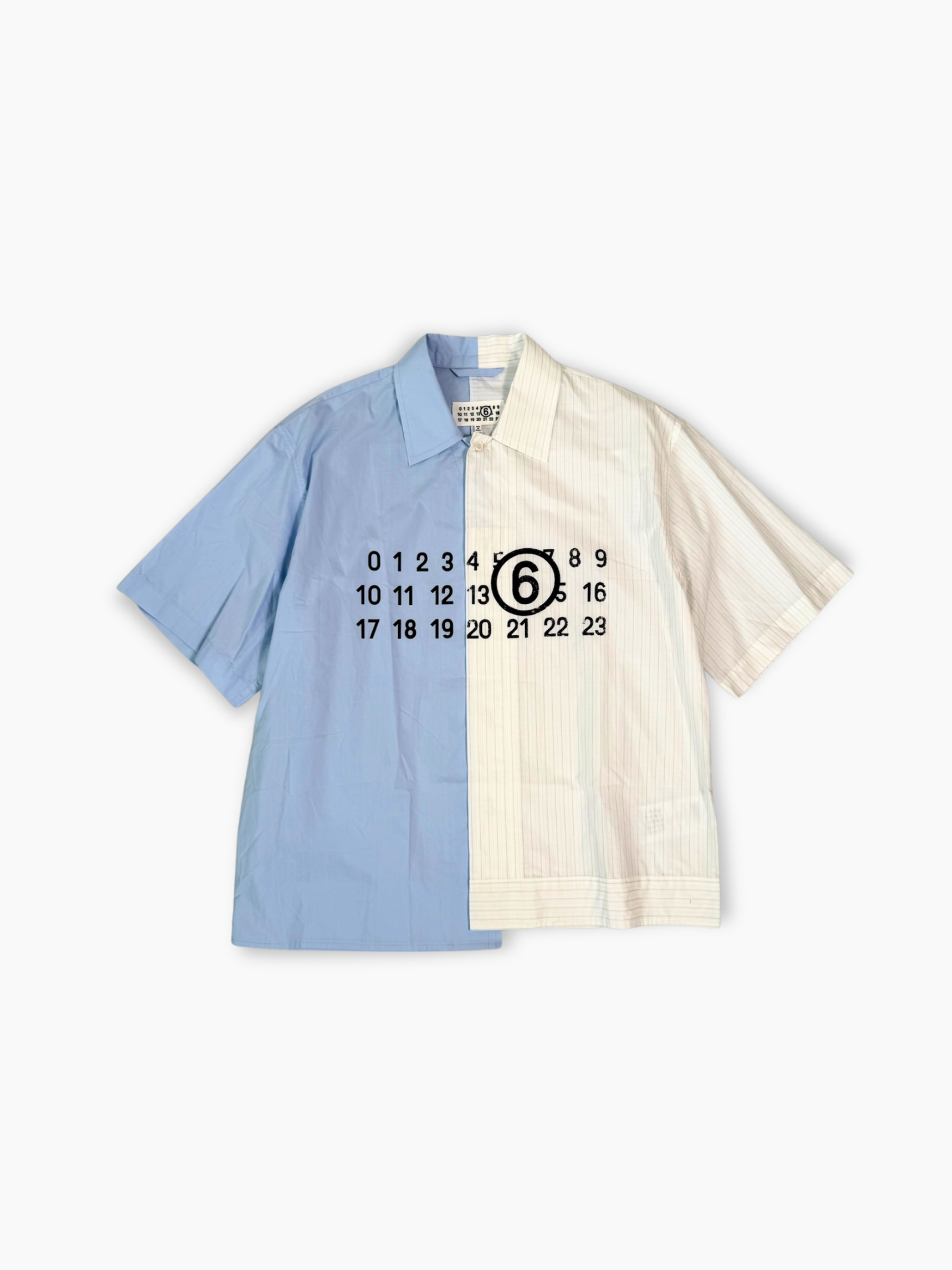 Camicia bicolore a maniche corte MM6 Maison Margiela vista frontale