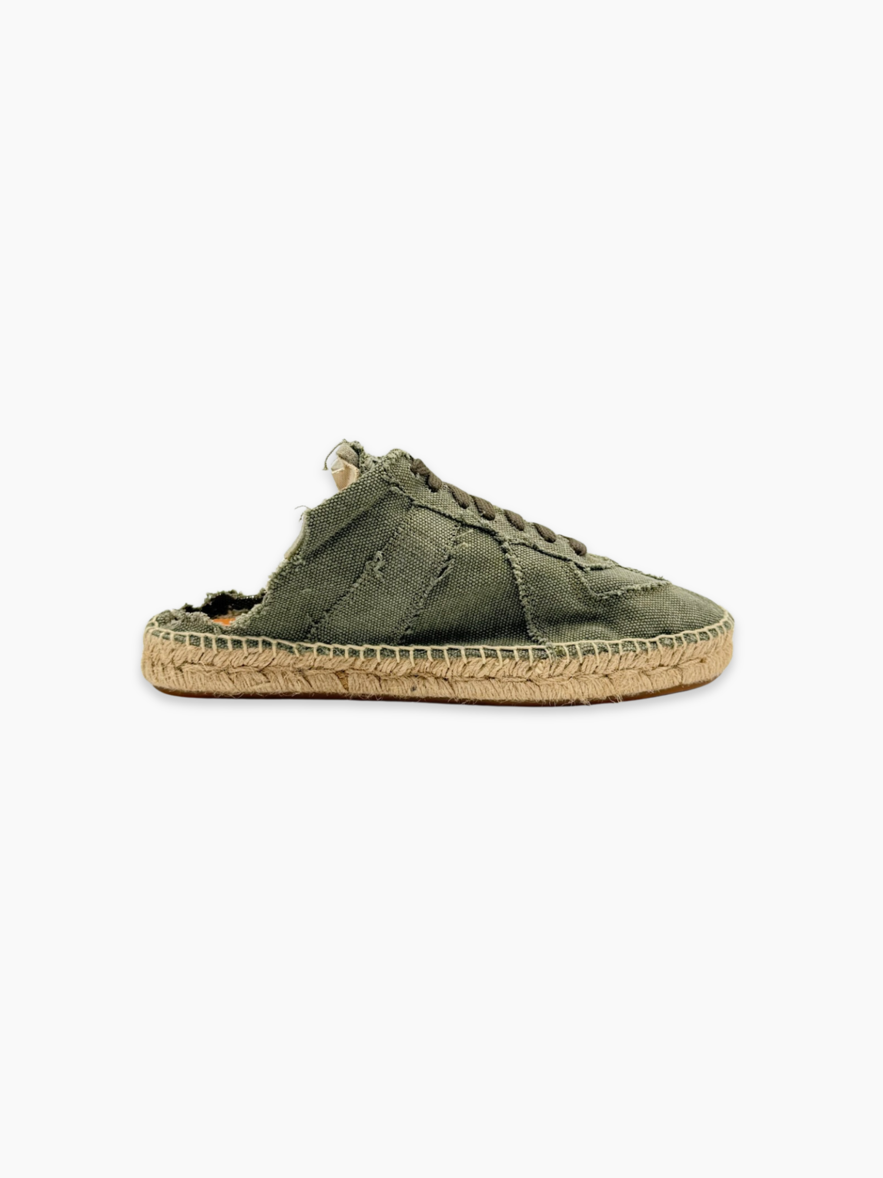 Espadrillas sabot Maison Margiela in canvas verde viste laterali