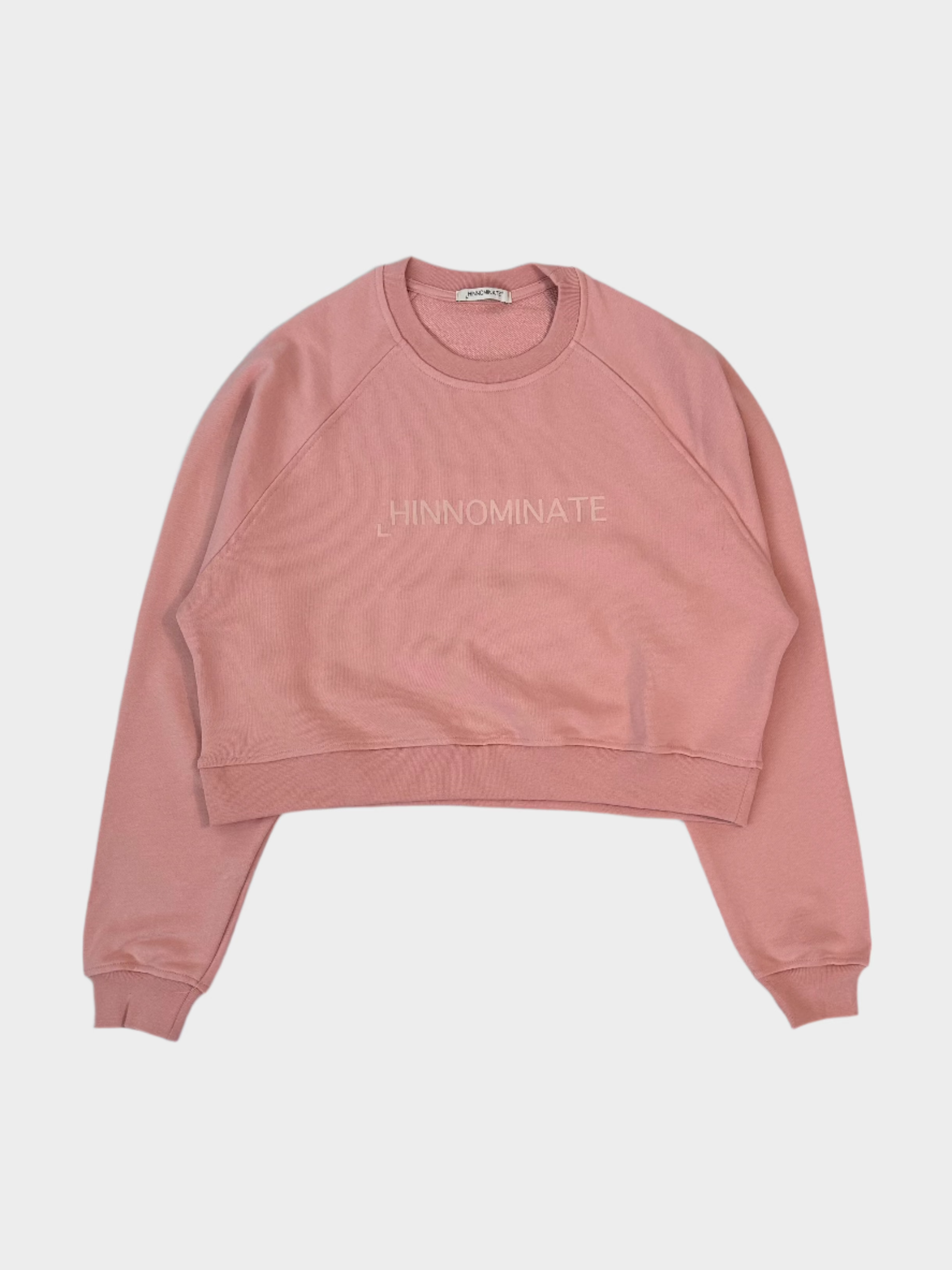 felpa crop Hinnominate, felpa rosa donna, felpa con logo in tono, felpa girocollo cotone, felpa casual elegante