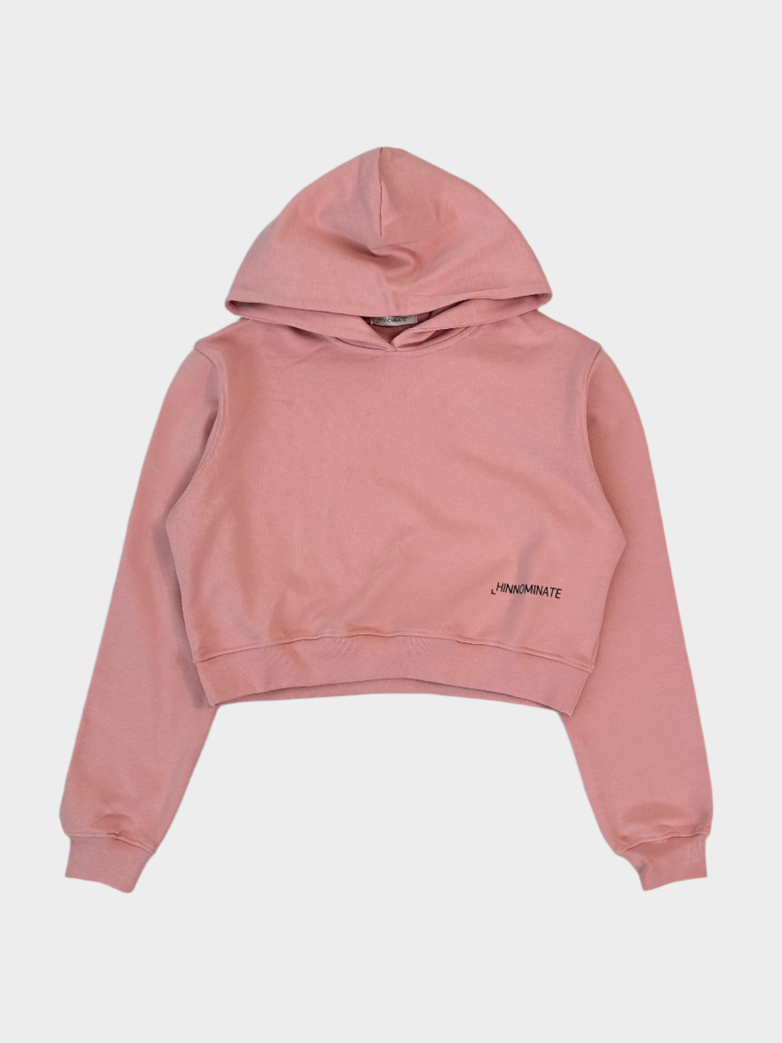 felpa crop rosa, Hinnominate, felpa con stampa, felpa con cappuccio donna, felpa cotone corta, felpa con logo sul fondo