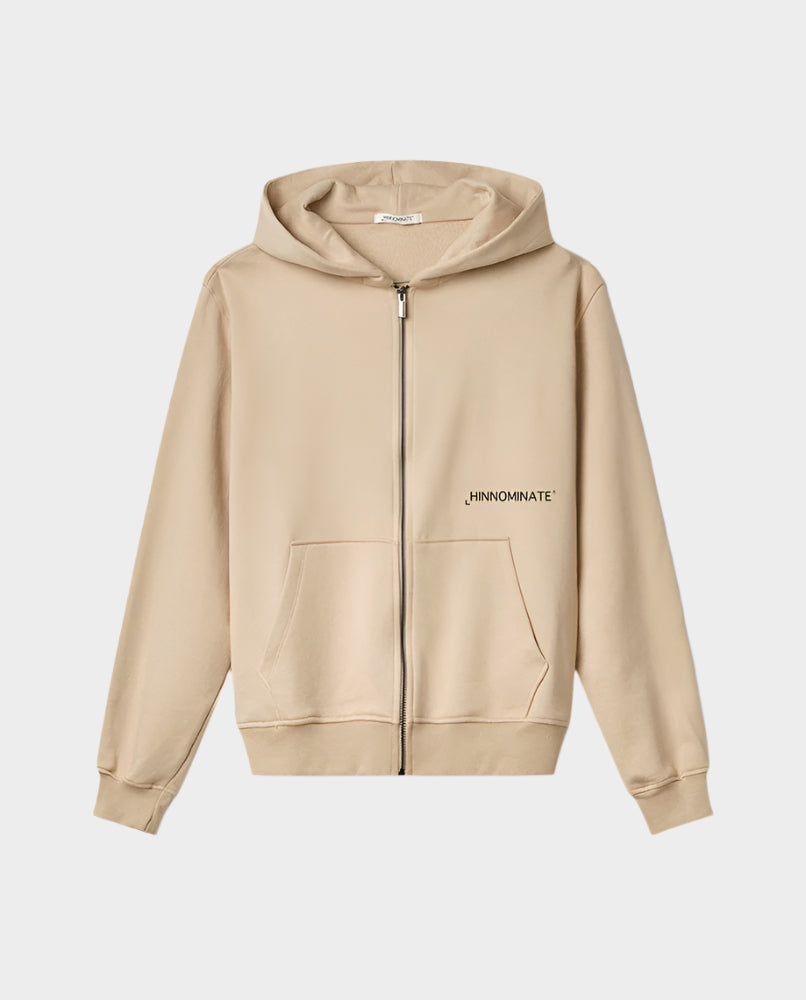 Hinnominate, felpa zip, felpa nocciola, felpa con cappuccio, felpa cotone, stampa logo, abbigliamento casual