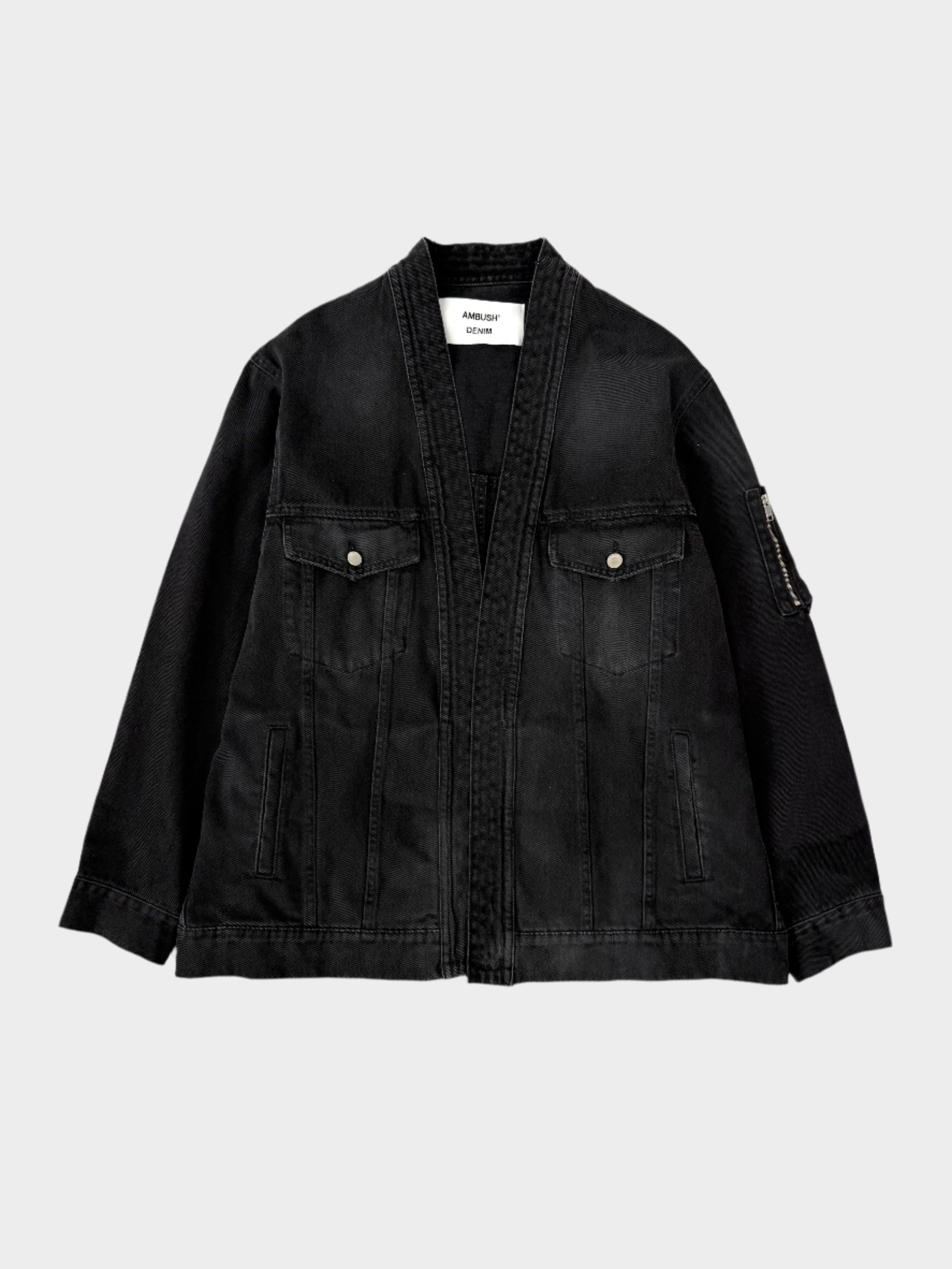 giacca kimono Ambush, giacca denim nero Ambush, giacca utility Ambush, giacca cotone Ambush, giacca uomo Ambush
