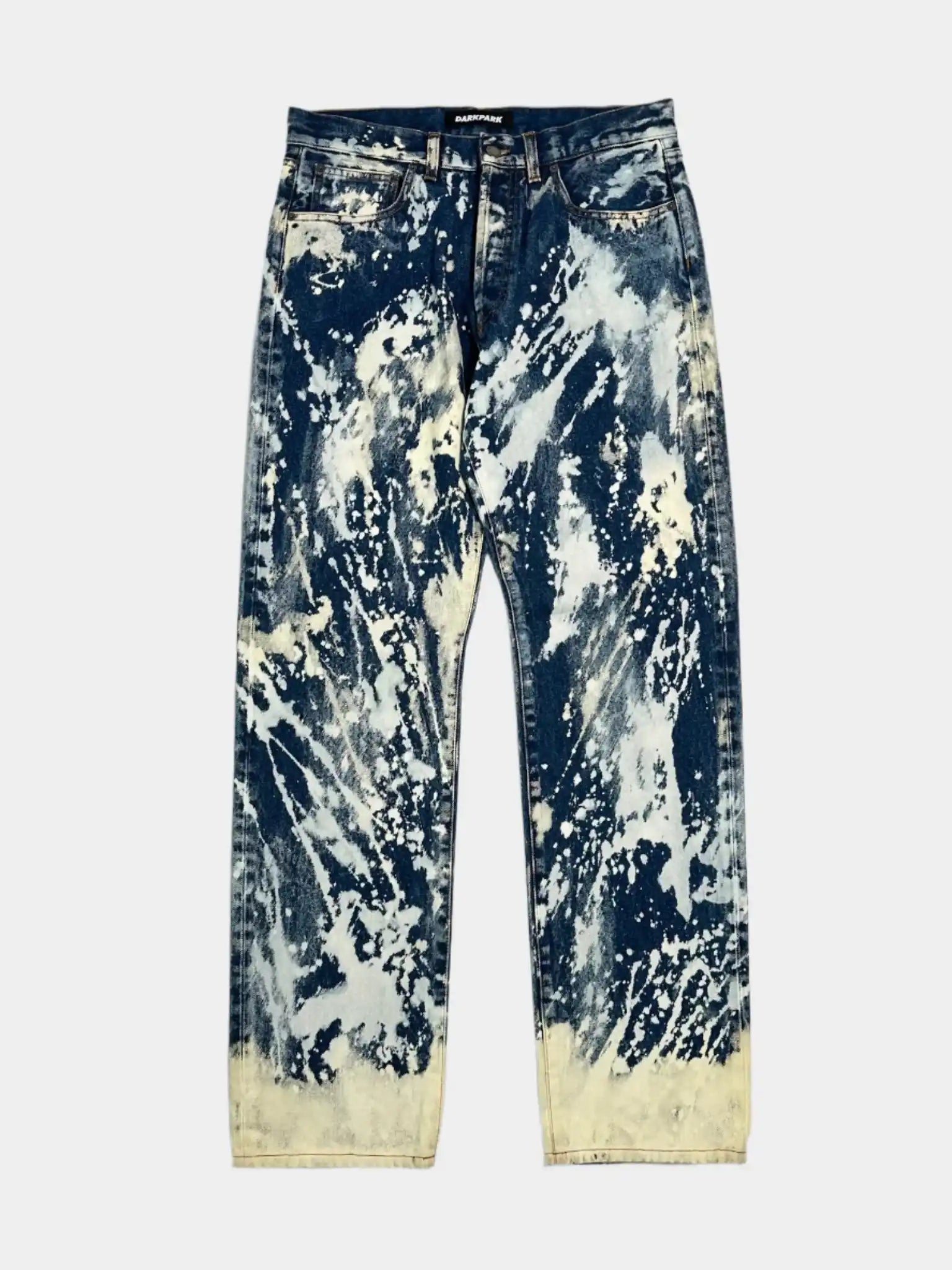 Jeans Darkpark tie-dye blu e bianco visto frontalmente