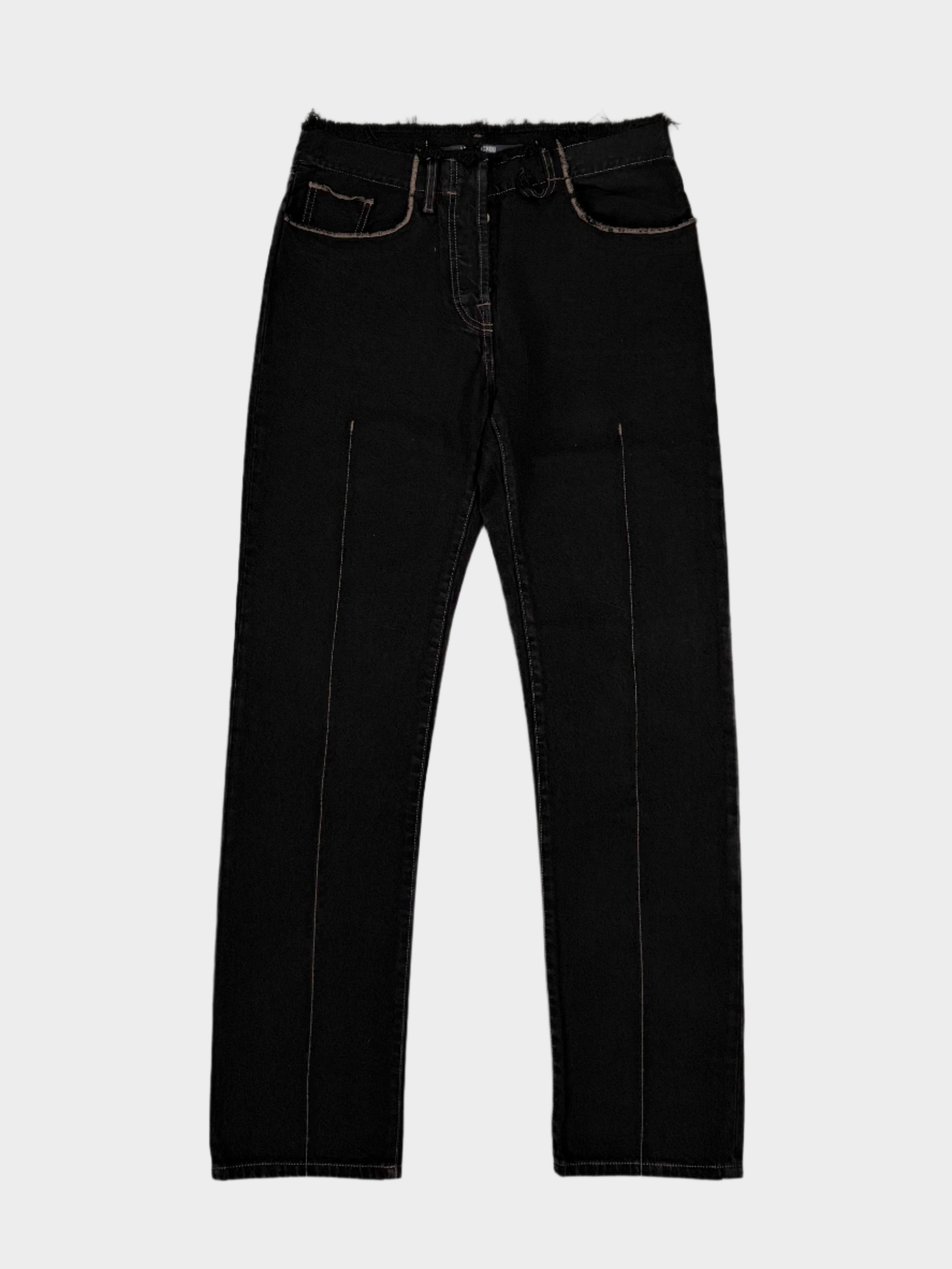jeans Jacquemus, Jacquemus denim nero, jeans vita sfrangiata, jeans dritti cotone, Jacquemus donna, jeans eleganti streetwear