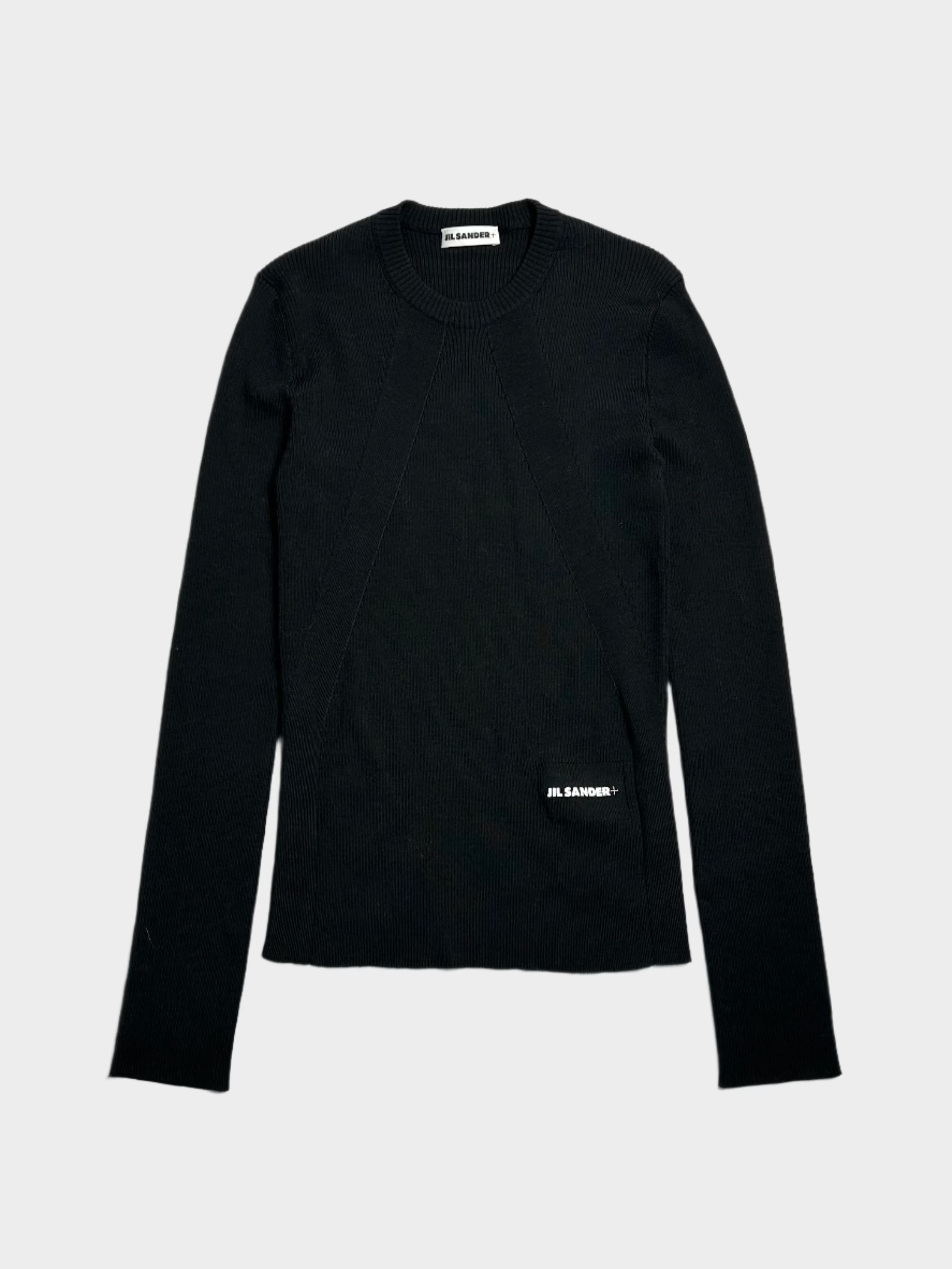 Maglioncino Jil Sander nero in lana tecnica, vista frontale