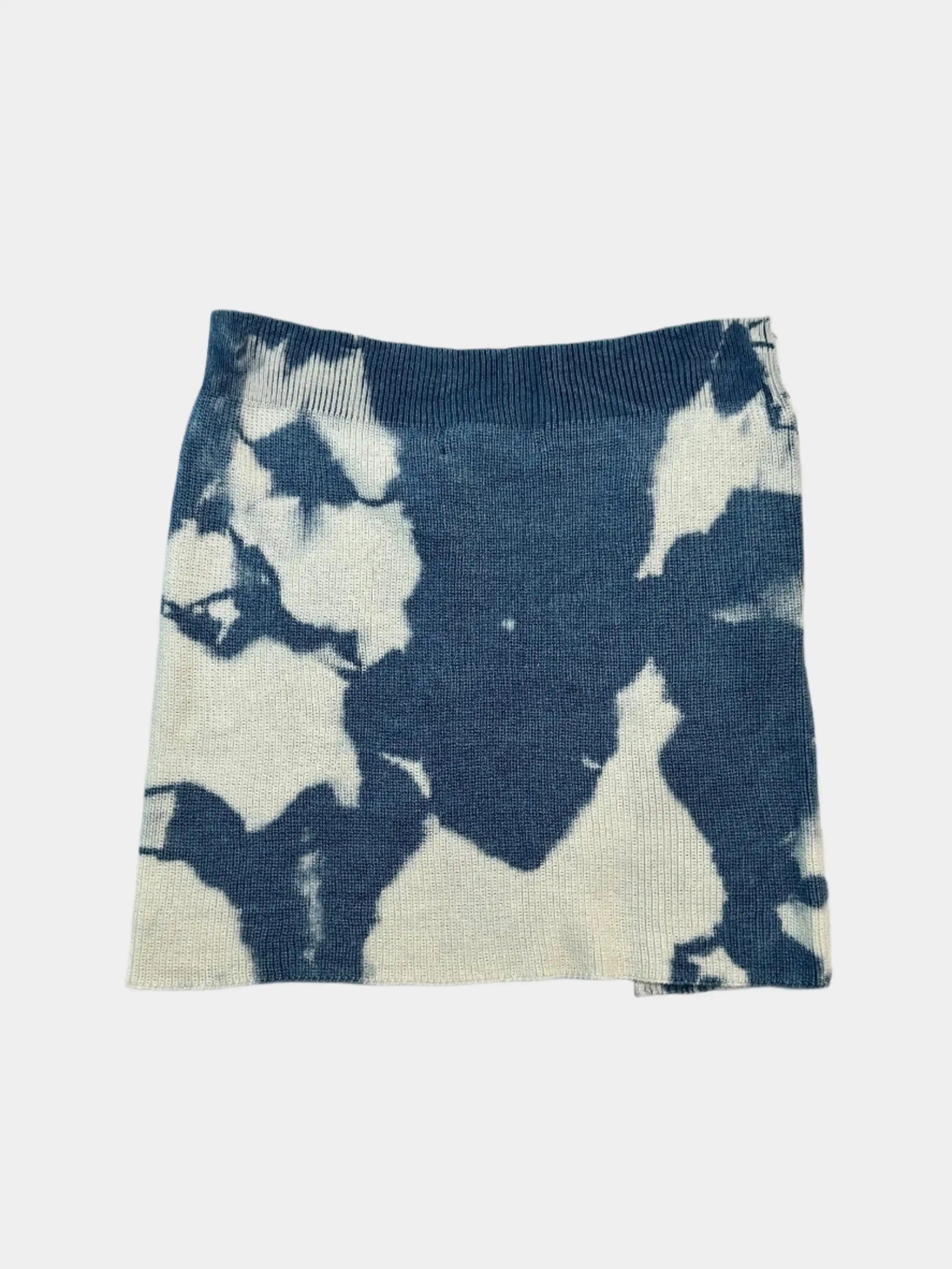 Aqua Knit Mini Skirt With Asymmetrical Slit