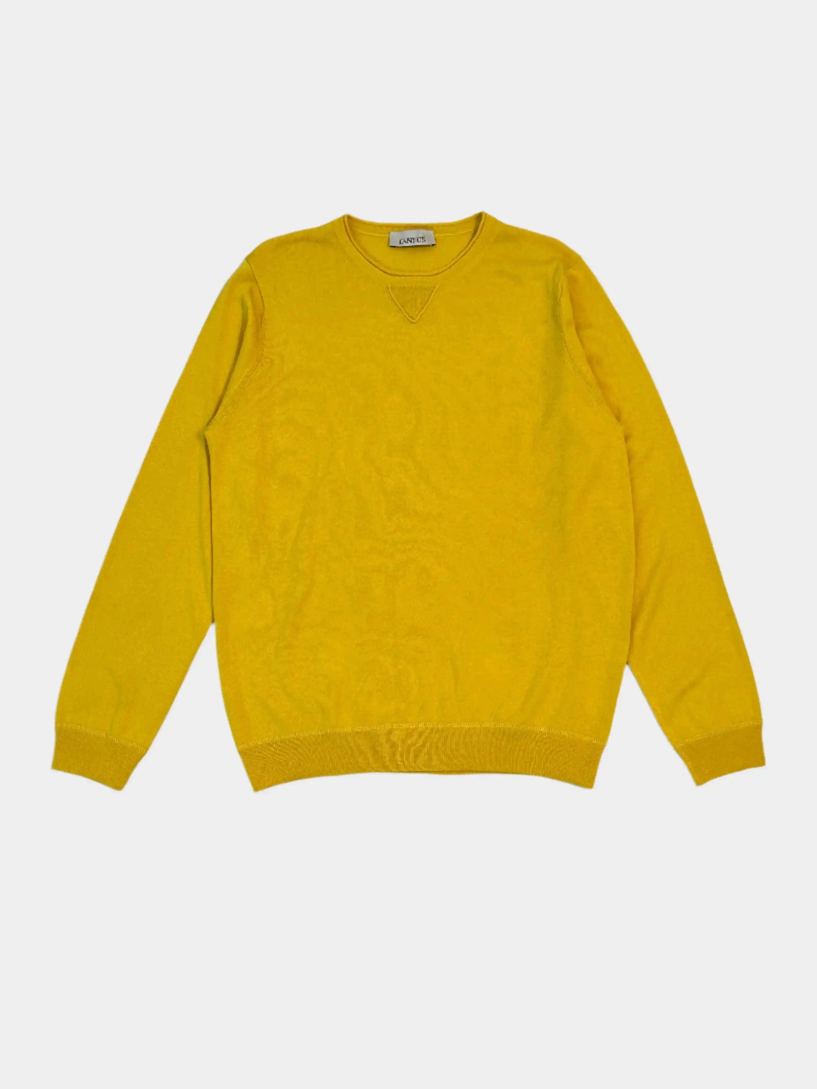 Laneus, maglione seta cashmere, maglione giallo, maglione girocollo, maglieria di lusso, moda Laneus