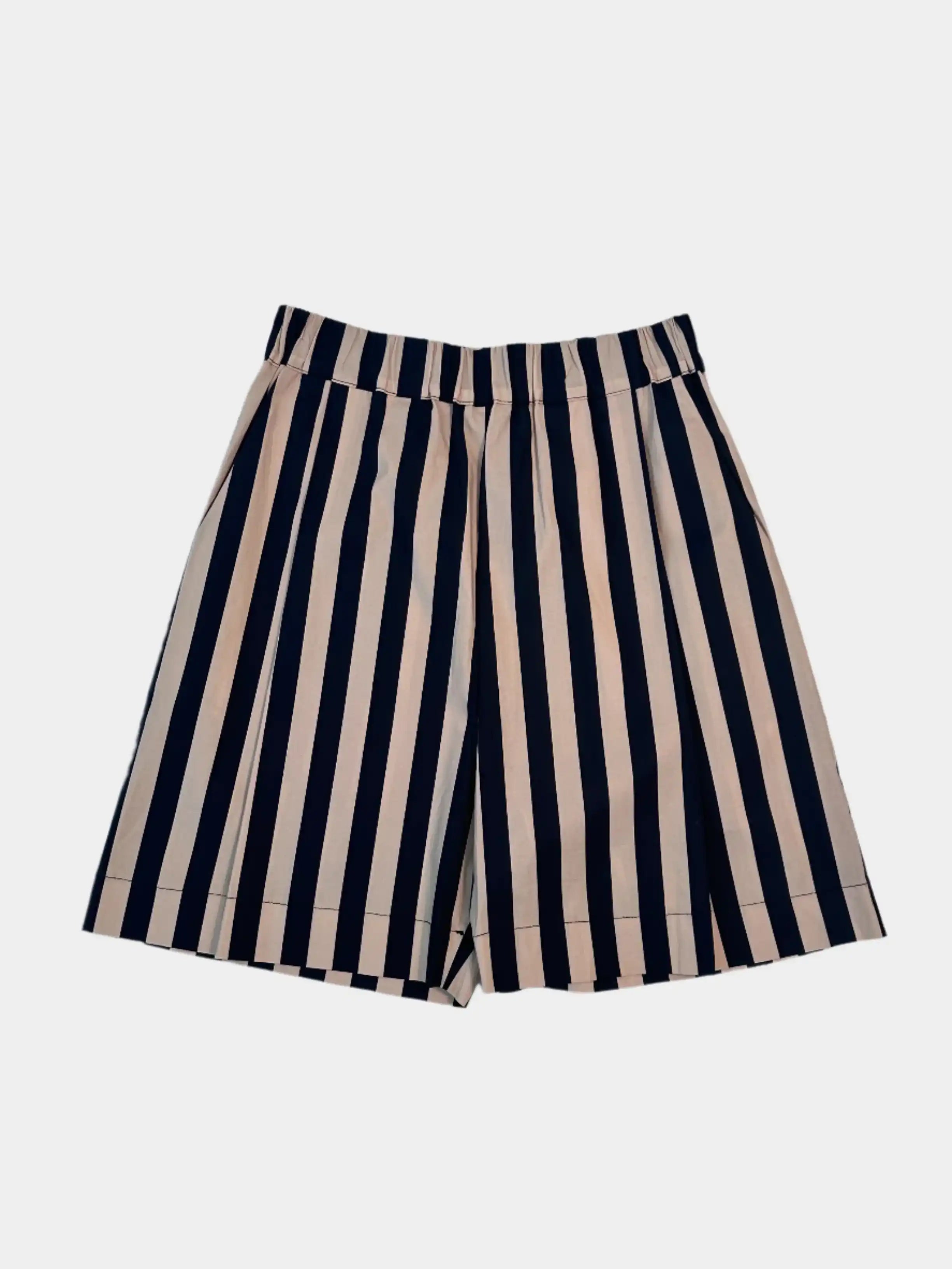 Pantaloni Corti Laneus a Righe Verticali Beige e Nere | Qlhype