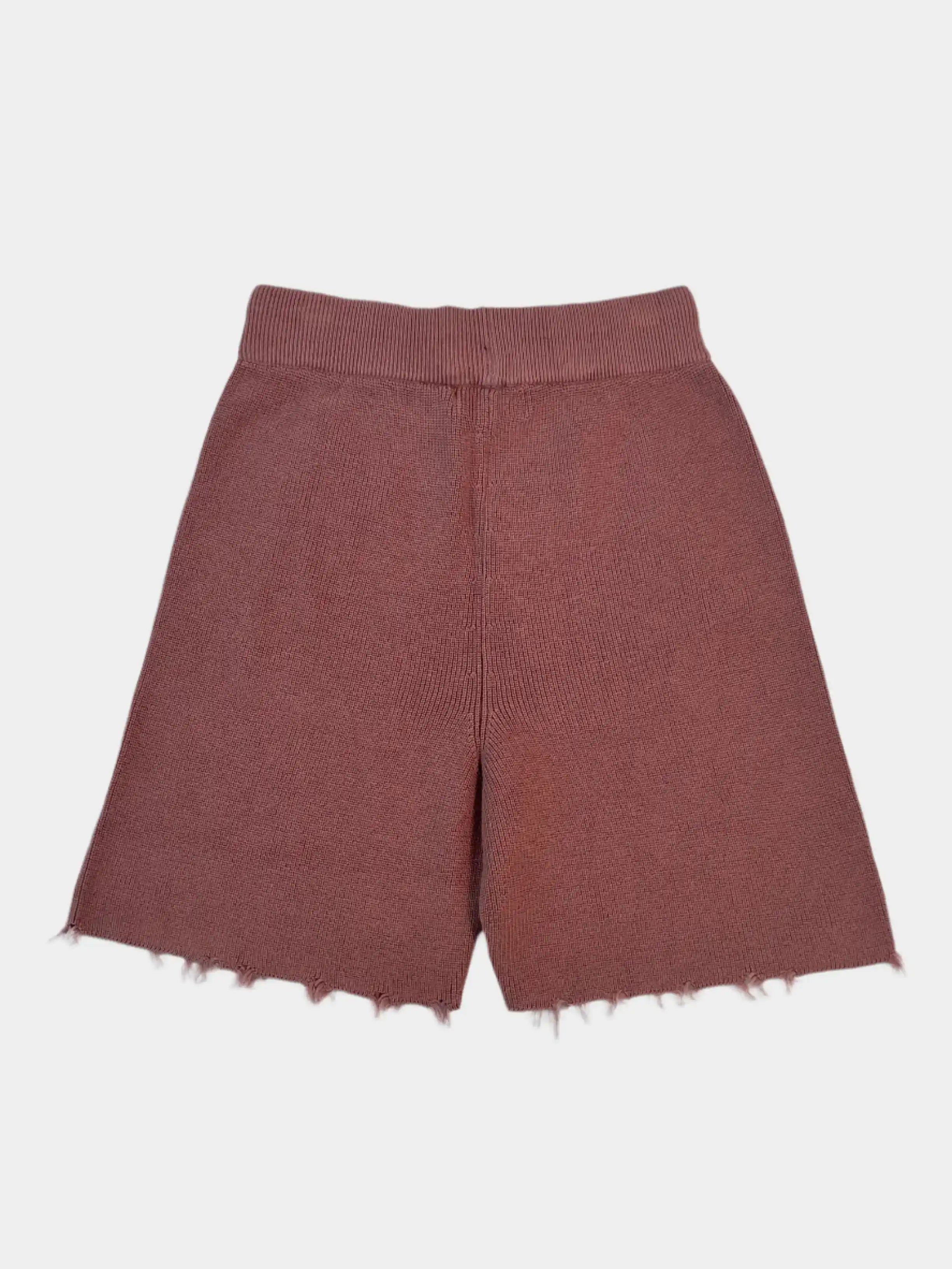 Pantaloni Corti In Maglia Con Fondo Sfrangiato