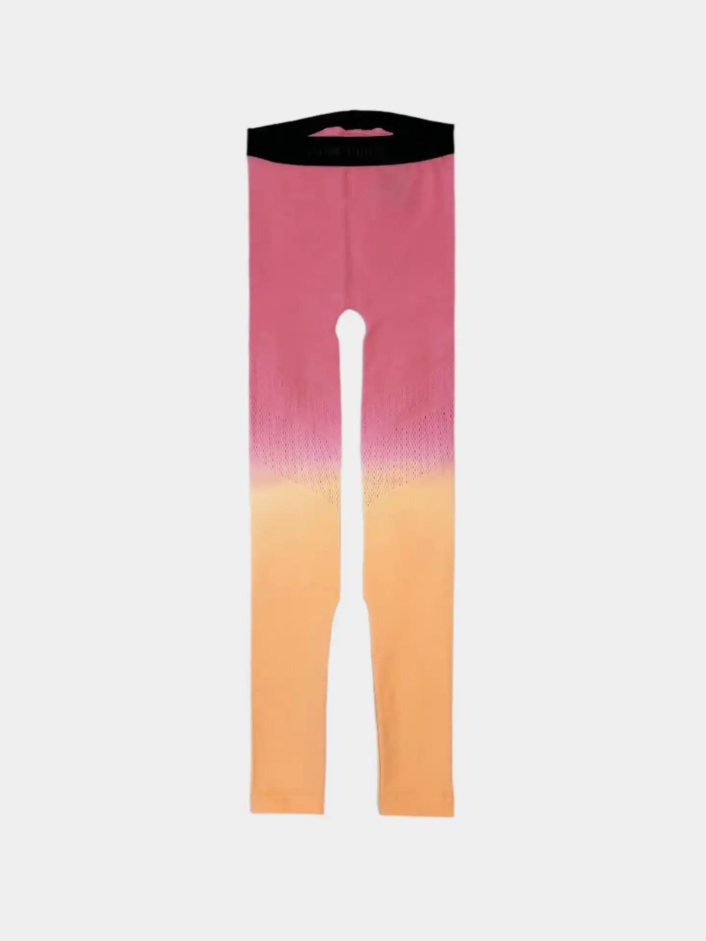 Vista frontale dei leggings Palm Angels rosa con fascia nera e logo