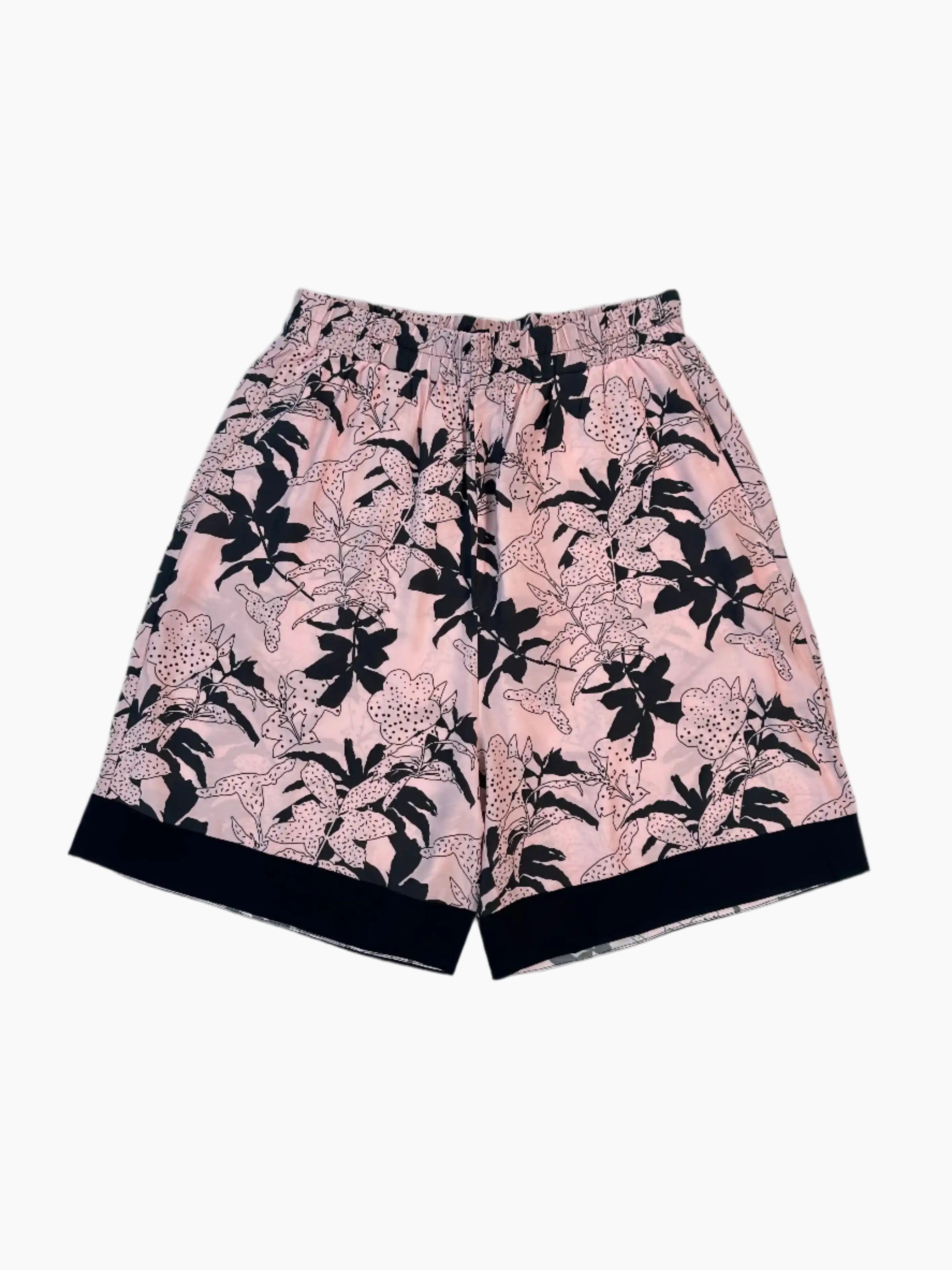 Pantalone Laneus Corto Floreale Rosa con Fondo a Contrasto | Qlhype