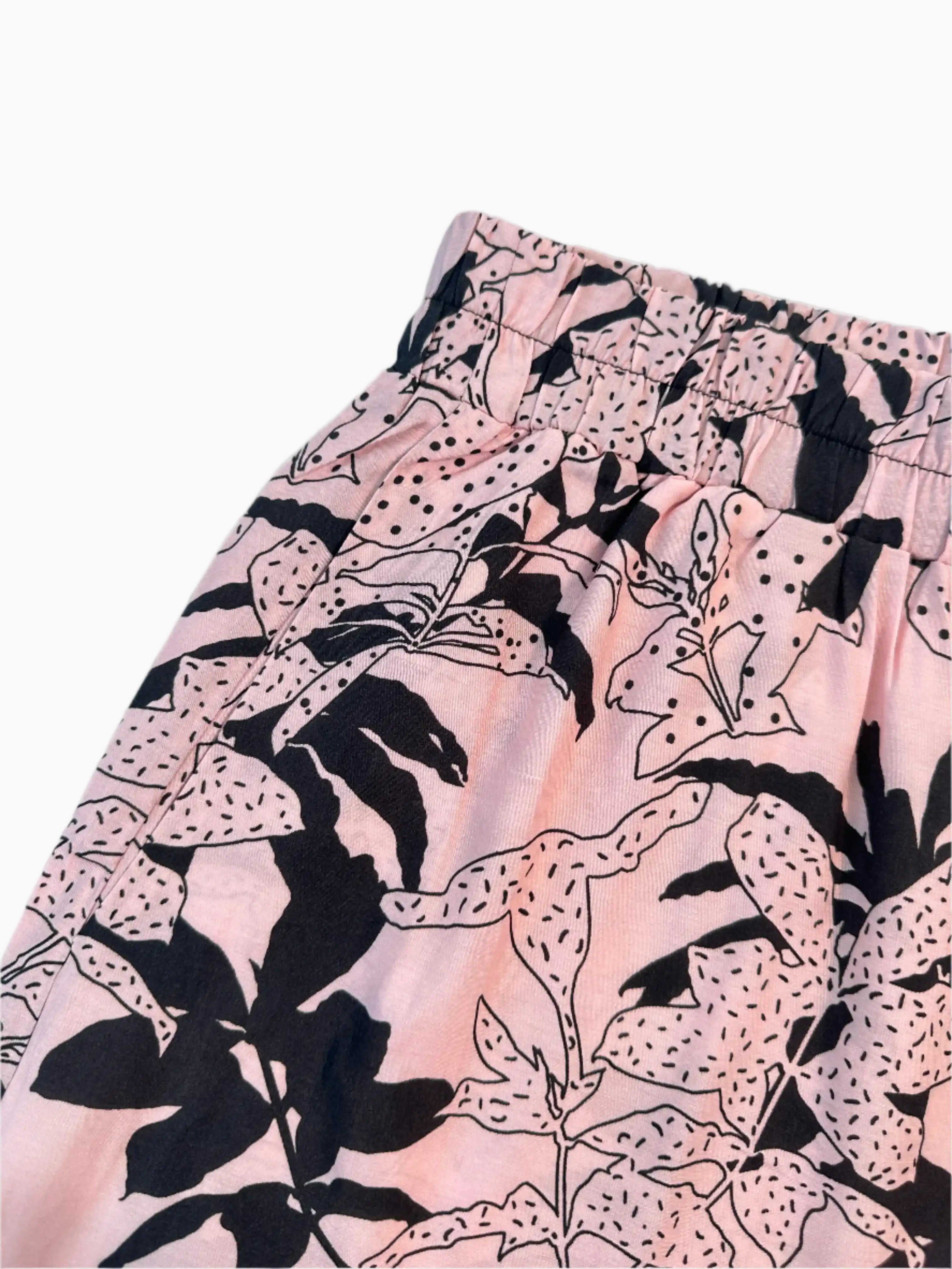 Floral Shorts with Elastic Waist and Contrasting Hem