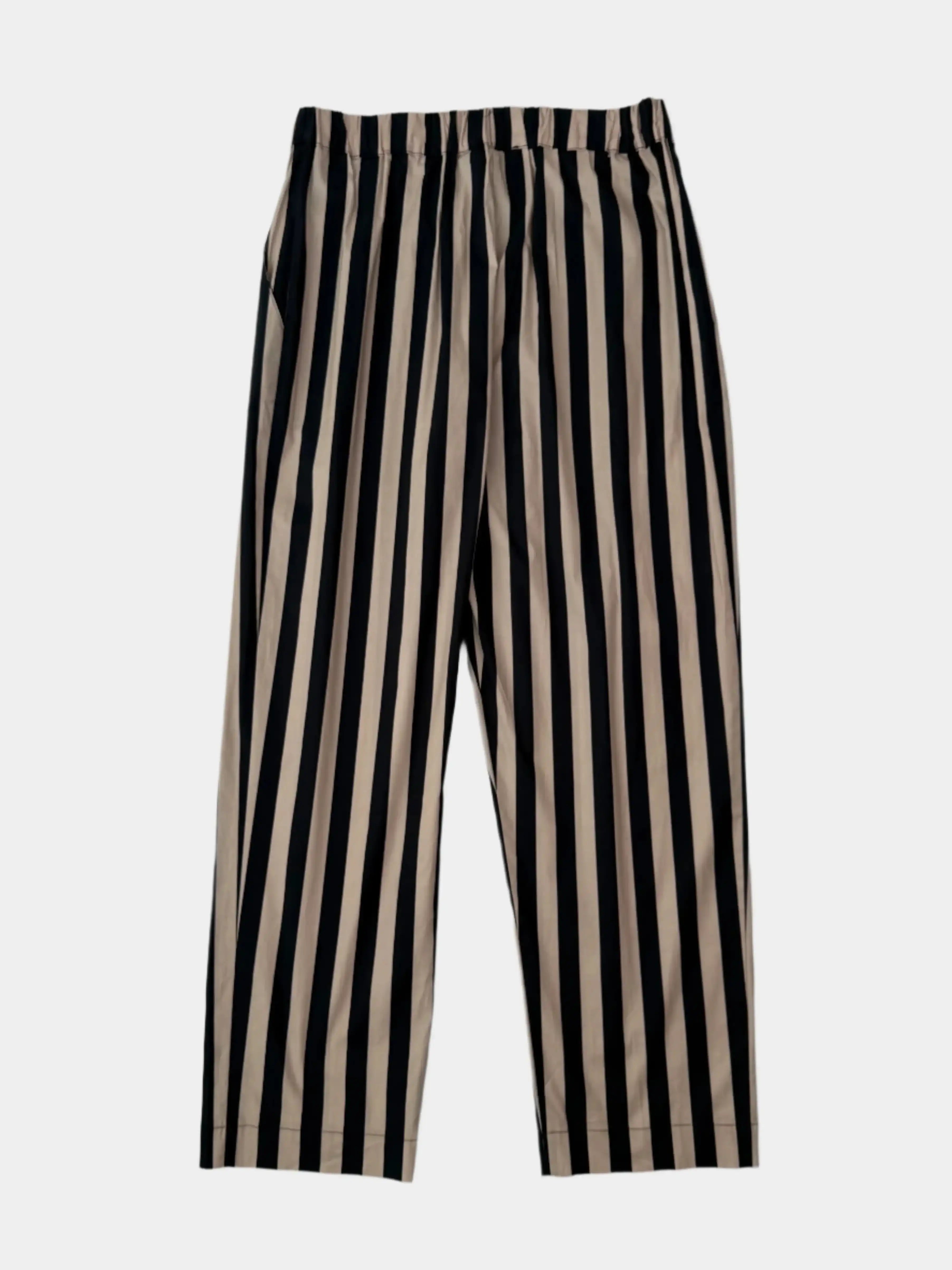 Pantaloni A Righe Verticali Beige E Nere