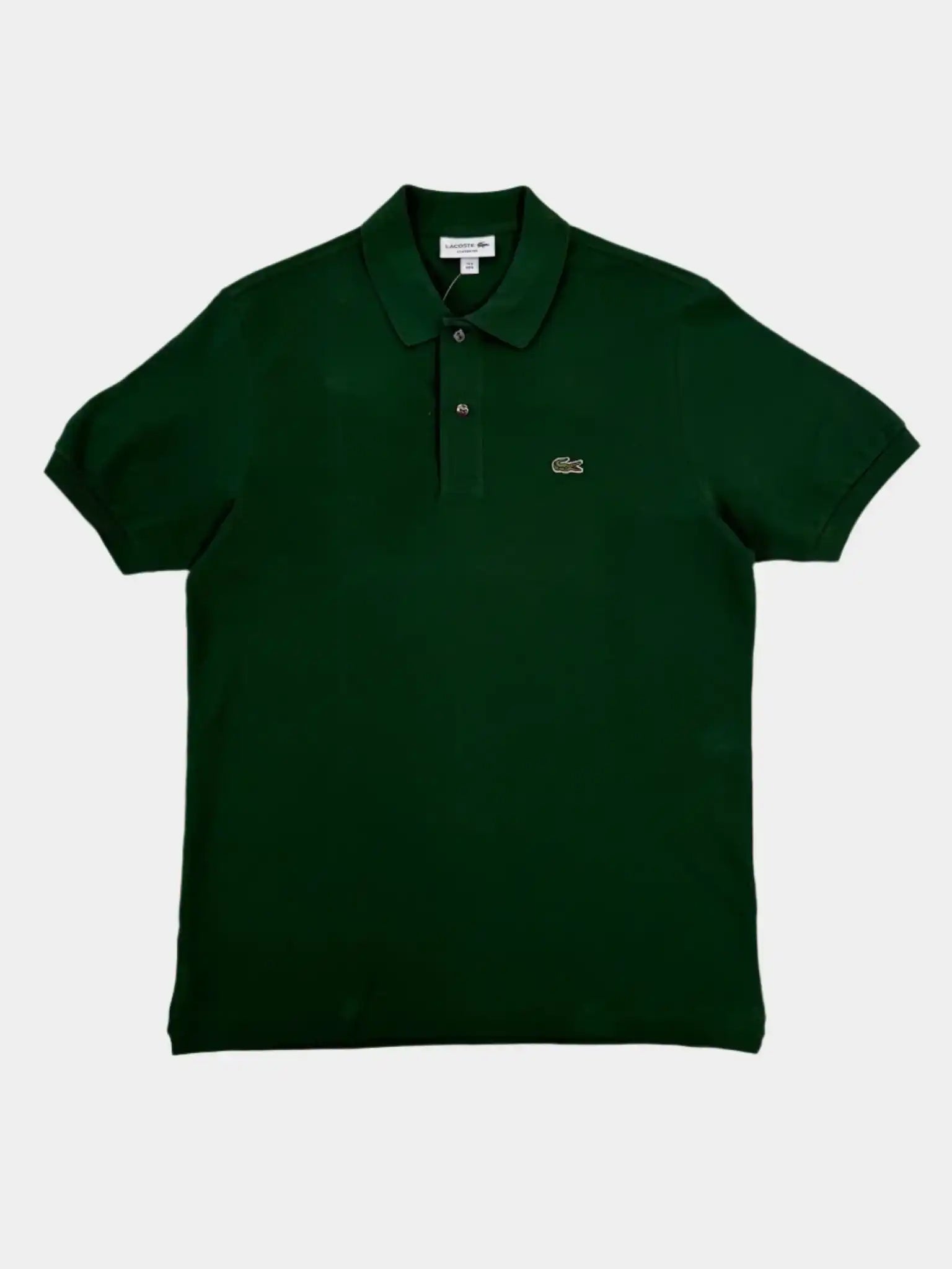 polo Lacoste verde, polo uomo cotone piqué, Lacoste con logo coccodrillo, polo classica verde, polo Lacoste tinta unita