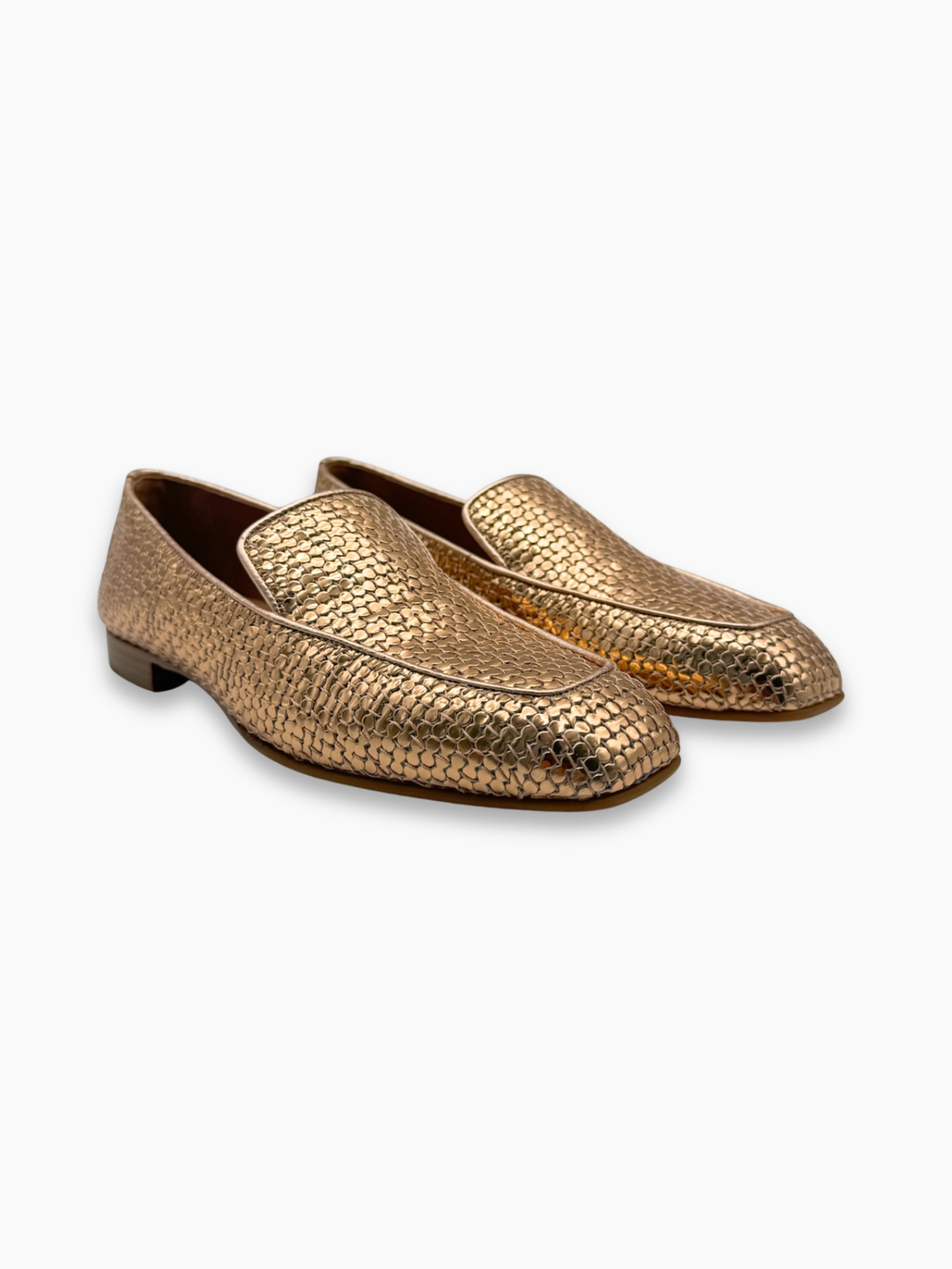 Scarpe donna Aquazzura mocassini oro eleganti in pelle con lavorazione pitone