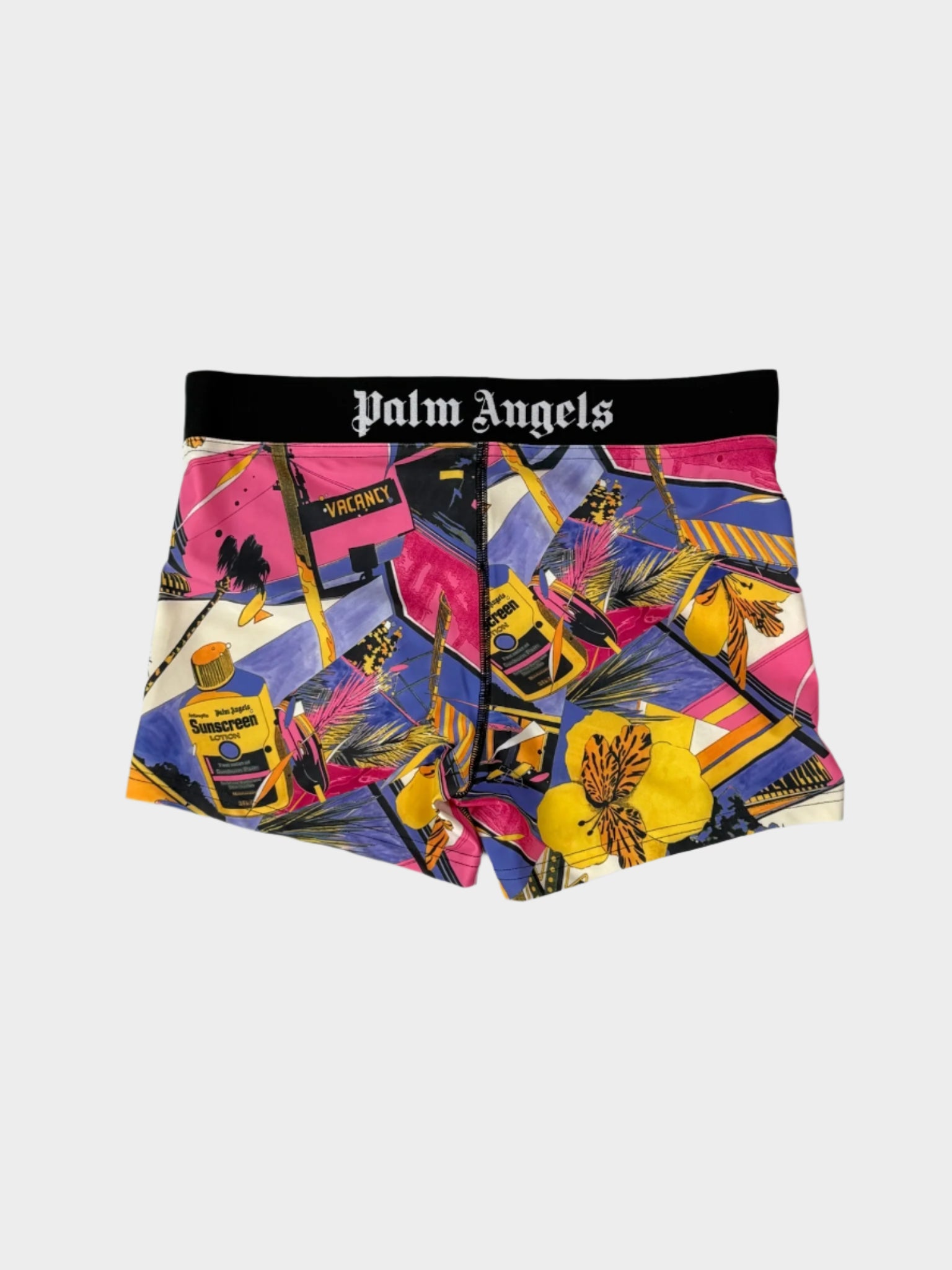 Short sportivo da donna multicolor con stampa Miami e logo Palm Angels in vita