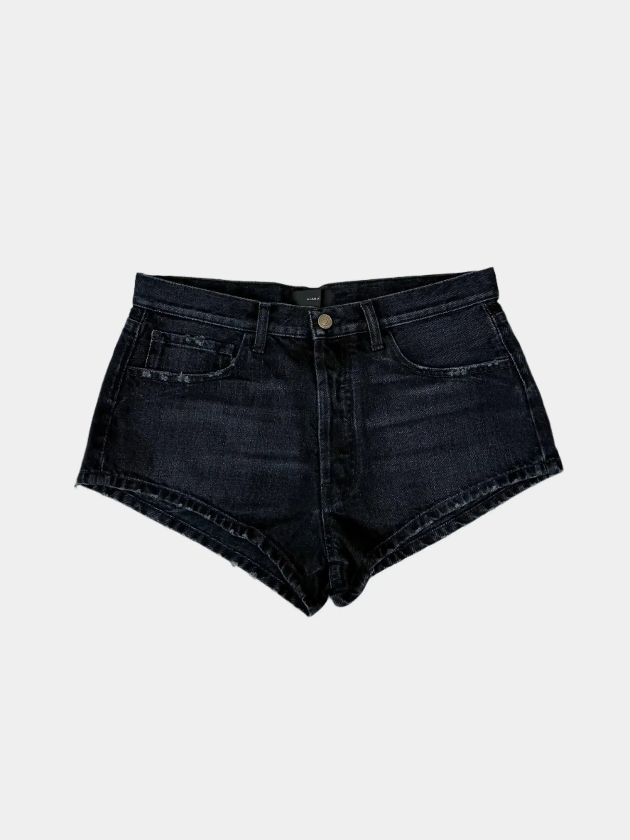 Denim Shorts Pantaloncini Neri QLHYPE