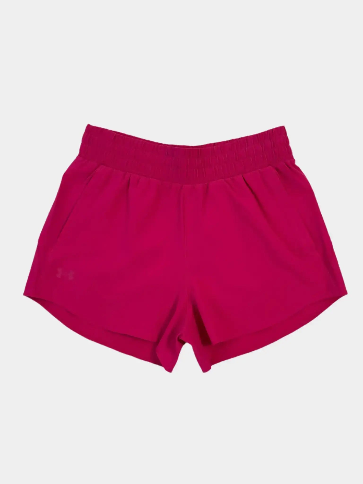 shorts donna microfibra, pantaloncini fucsia elastico, shorts sportivi donna, pantaloncini con tasche, UA Storm shorts