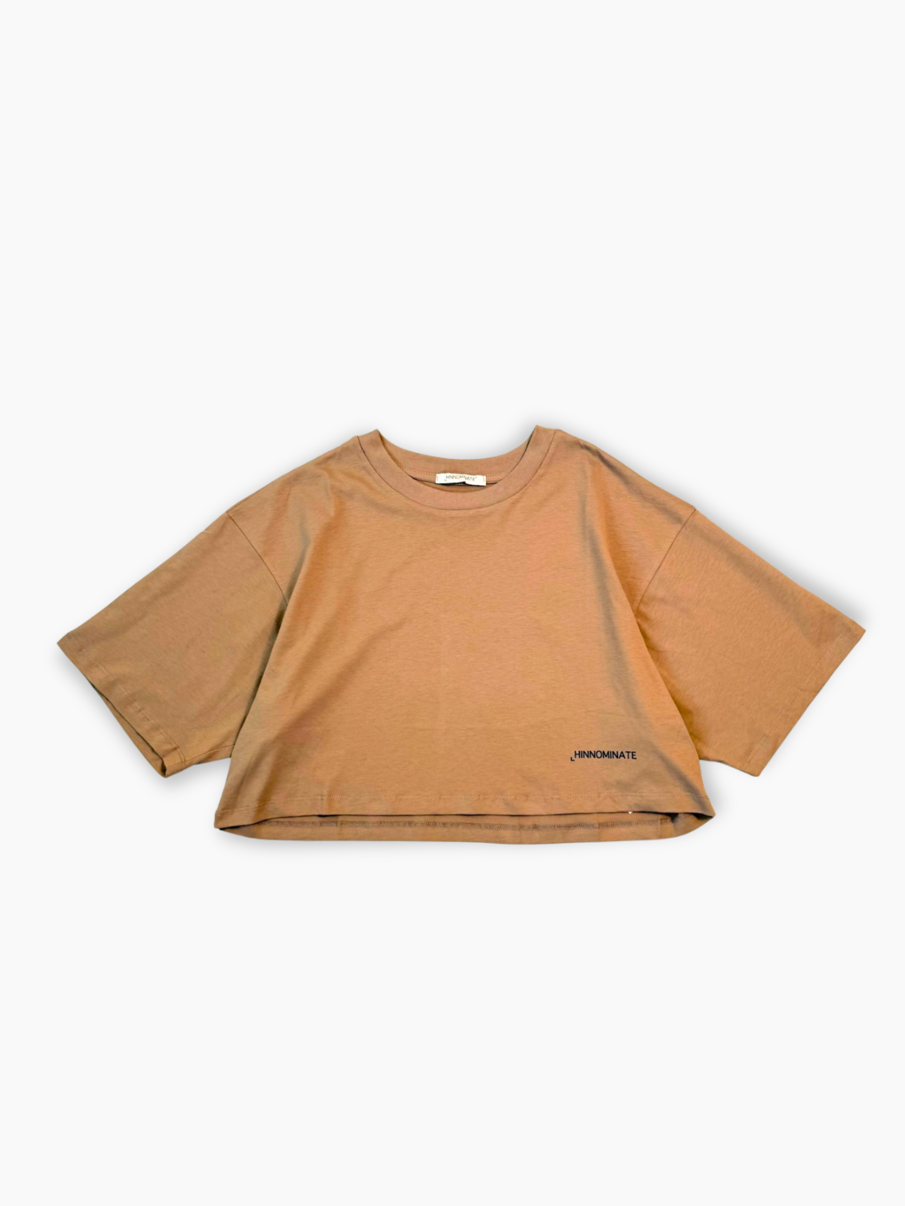 T-shirt corta Hinnominate color tortora in cotone con logo stampato