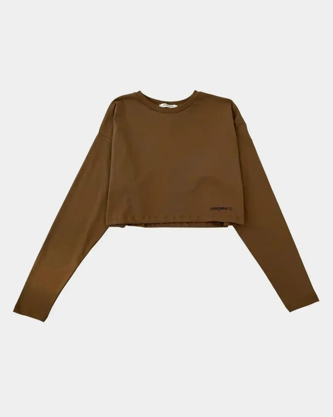 T-shirt cropped marrone Hinnominate a maniche lunghe in cotone