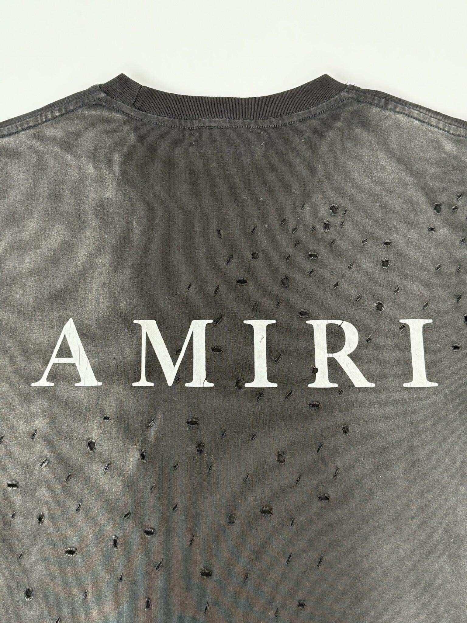 T-Shirt Nera Con Logo E Effetto Destroyed