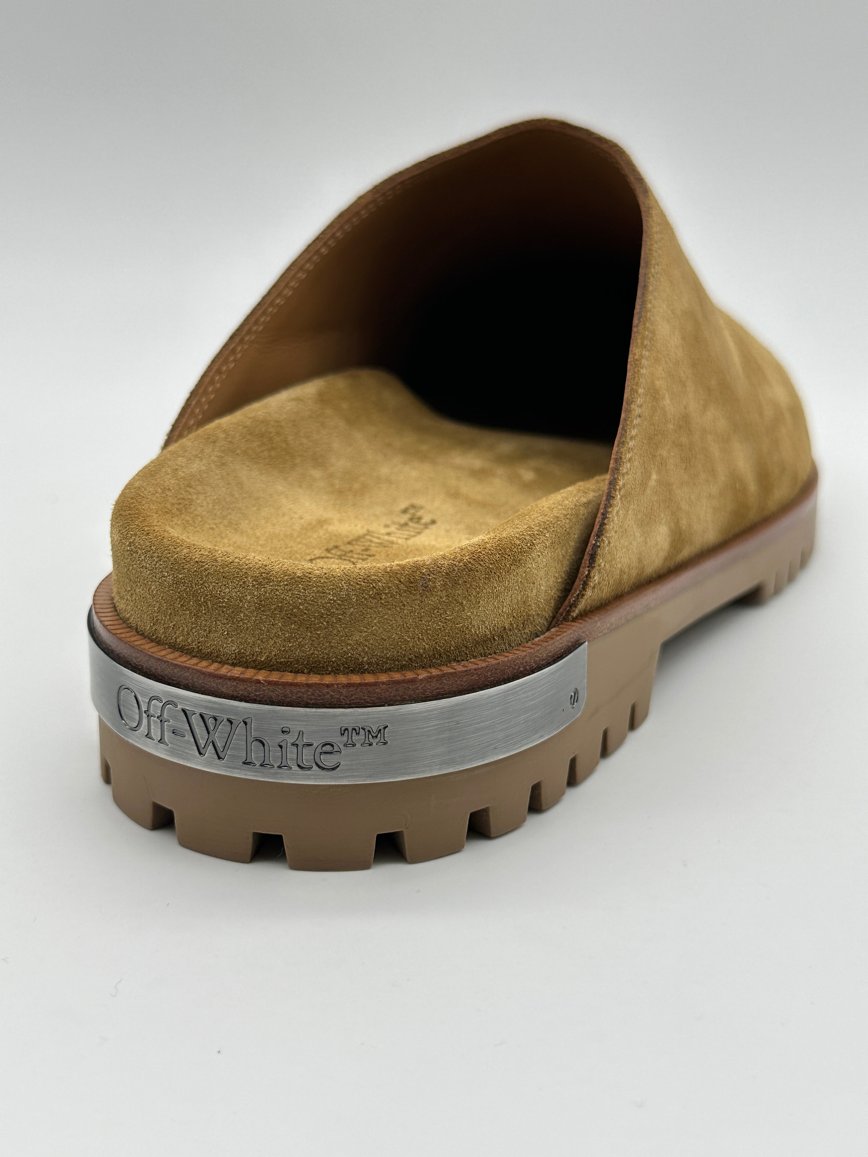 Metal Logo Suede Clogs