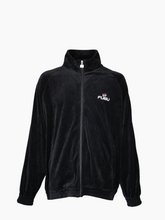 Felpa Nera In Velluto Con Zip E Bande Logate -  | Qlhype