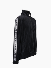 Felpa Nera In Velluto Con Zip E Bande Logate -  | Qlhype