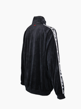 Felpa Nera In Velluto Con Zip E Bande Logate -  | Qlhype