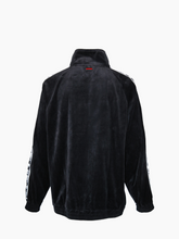 Felpa Nera In Velluto Con Zip E Bande Logate -  | Qlhype