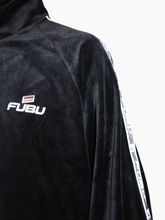 Felpa Nera In Velluto Con Zip E Bande Logate -  | Qlhype