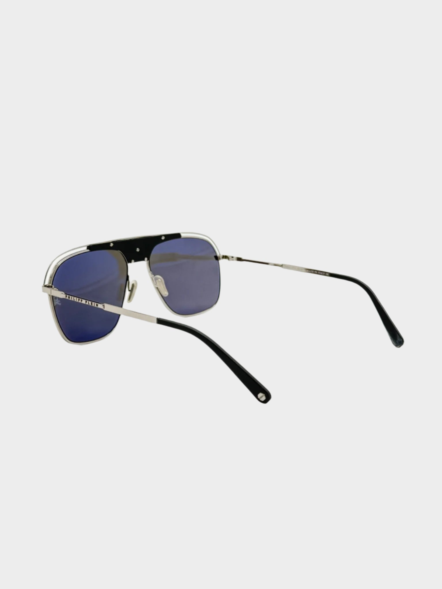Occhiali Argento Con Lenti Specchiate E Borchie