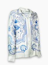 Camicia Bianca Stampa Blu - Beige | Qlhype