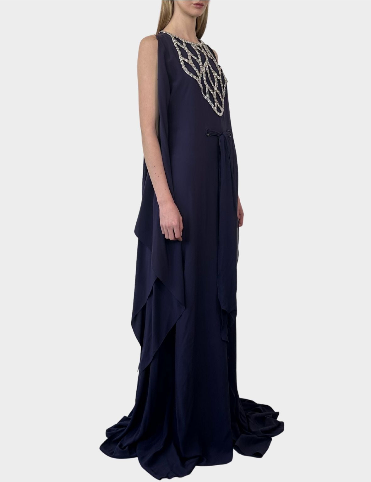 Abito Lungo In Maglia Dark Purple