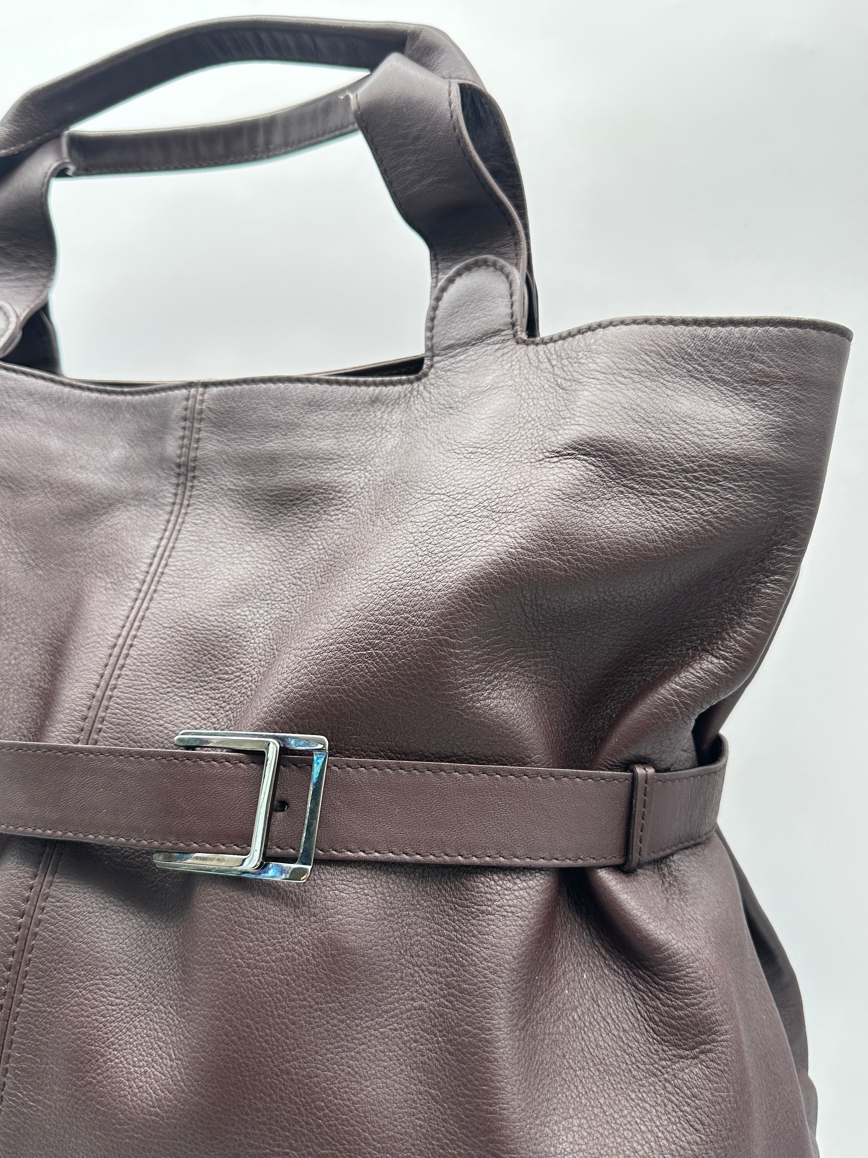 Burgundy Leather Shopper Bag