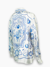 Camicia Bianca Stampa Blu - Beige | Qlhype