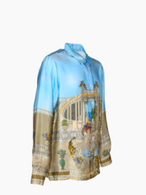Camicia Satinata Azzurra Con Stampa -  | Qlhype