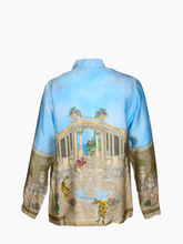 Camicia Satinata Azzurra Con Stampa -  | Qlhype