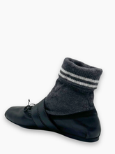 Black Ballerinas With Double Buckle And Integrated Grey Sock -  | dBlank