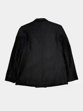 Double-Breasted Pinstripe Blazer with Rhinestones -  | dBlank