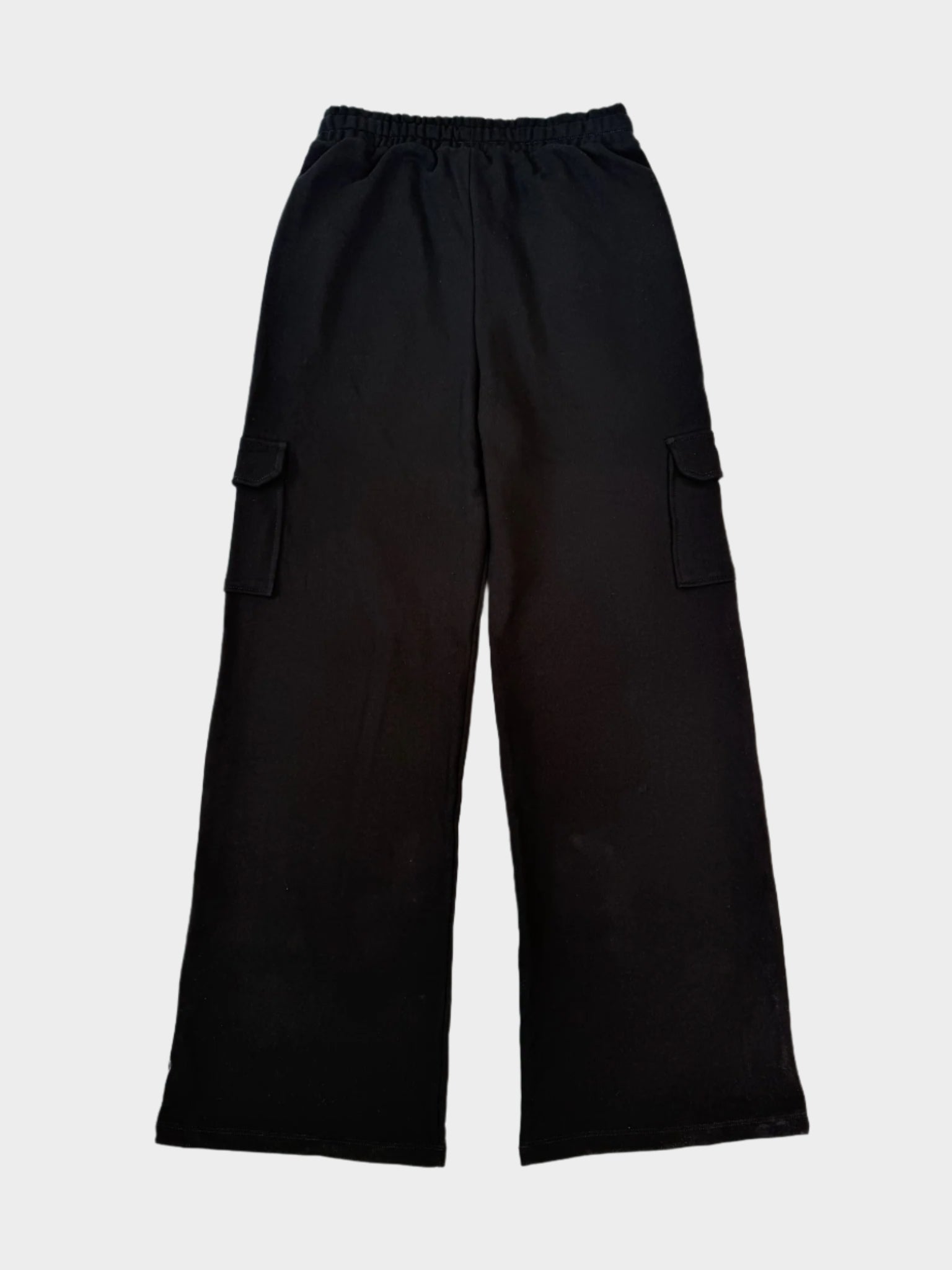 Pantalone In Felpa Nero A Palazzo Con Tasche Laterali