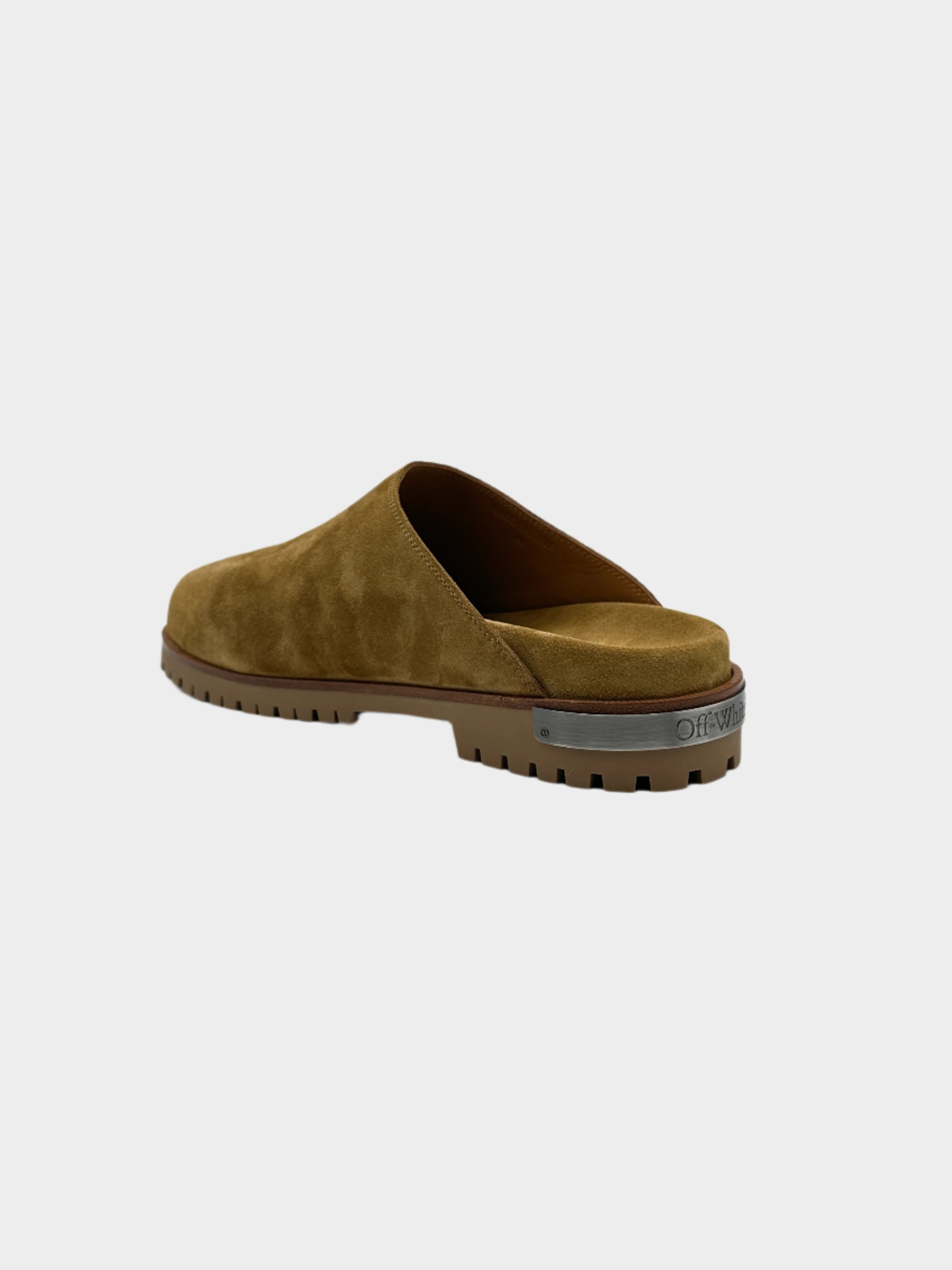 Metal Logo Suede Clogs