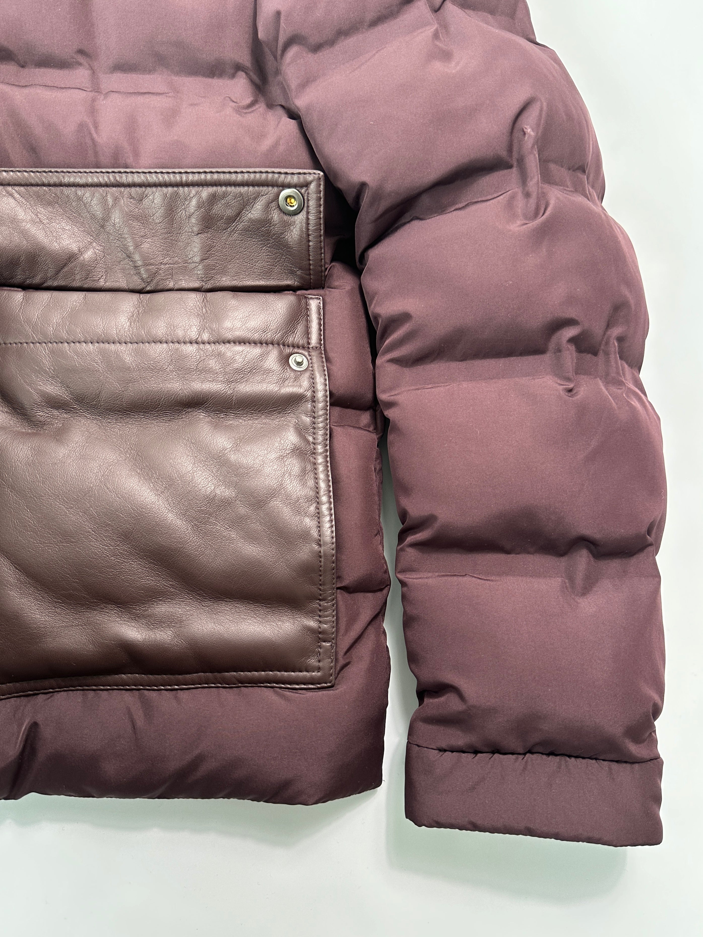 Down Jacket With Leather Inserts