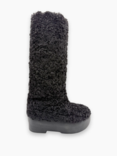 Black Shearling Fur Knee High Boots with Chunky Sole -  | dBlank