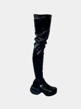 Over The Knee Boots In Glossy Black Patent -  | dBlank